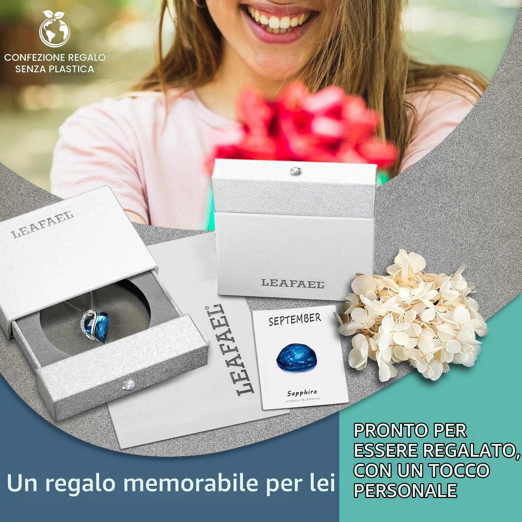 Leafael San Valentino Collana Donna Cuore con Pietra di Nascita, Ciondolo Cristallo Birthstone, Catena con Pendente Elegante, Confezione Regalo Inclusa - immagine 5