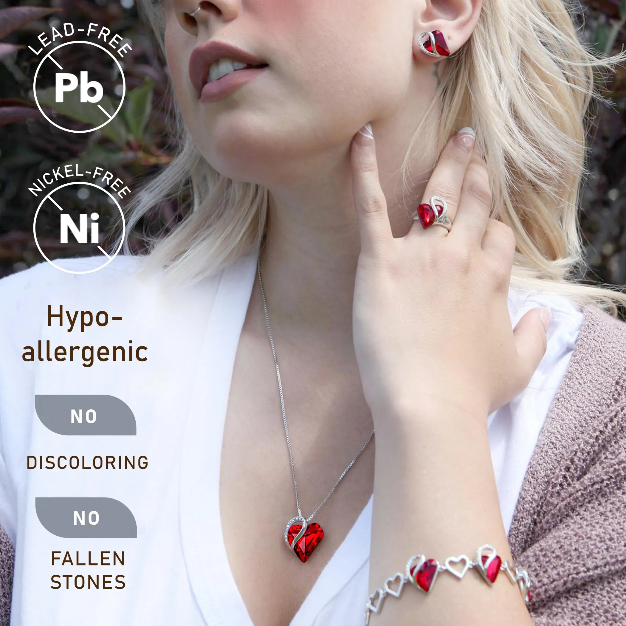 Leafael Infinito Amore Cuore Collana Argento, Pietra di nascita collana donna con cristalli curativi, Senza allergie Gioielli Regalo Donna, ciondoli per collane con scatola regalo inclusa - immagine 2