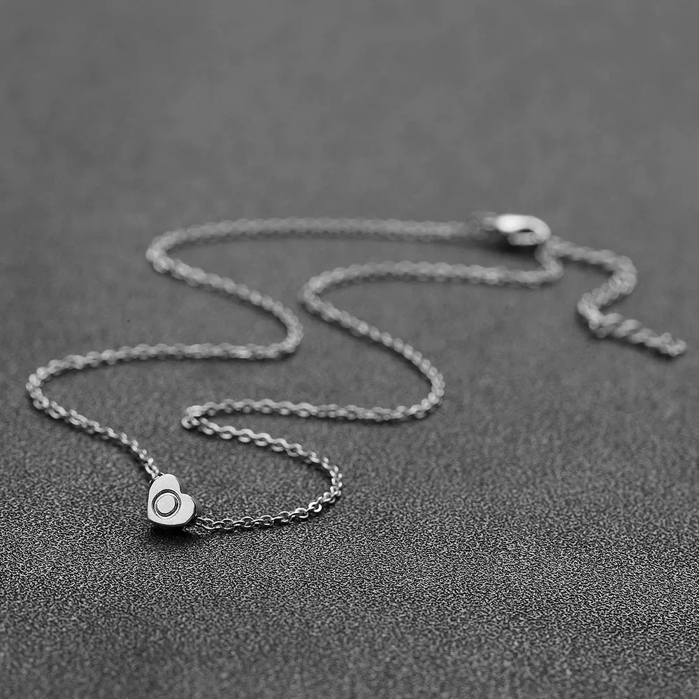 AFSTALR - Girocollo da donna in argento con piccolo ciondolo a forma di cuore, con iniziale, ideale per ragazze e Acciaio inossidabile, colore: S, cod. NK-heart-silver-O - immagine 5