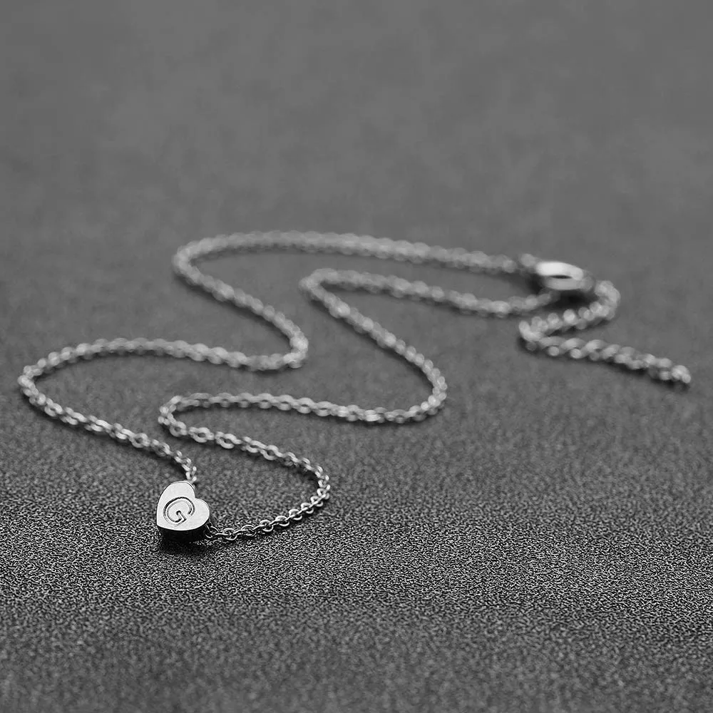 AFSTALR - Girocollo da donna in argento con piccolo ciondolo a forma di cuore, con iniziale, ideale per ragazze e Acciaio inossidabile, colore: S, cod. NK-heart-silver-S - immagine 5