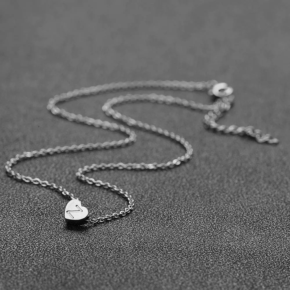 AFSTALR - Girocollo da donna in argento con piccolo ciondolo a forma di cuore, con iniziale, ideale per ragazze e Acciaio inossidabile, colore: S, cod. NK-heart-silver-Z - immagine 5