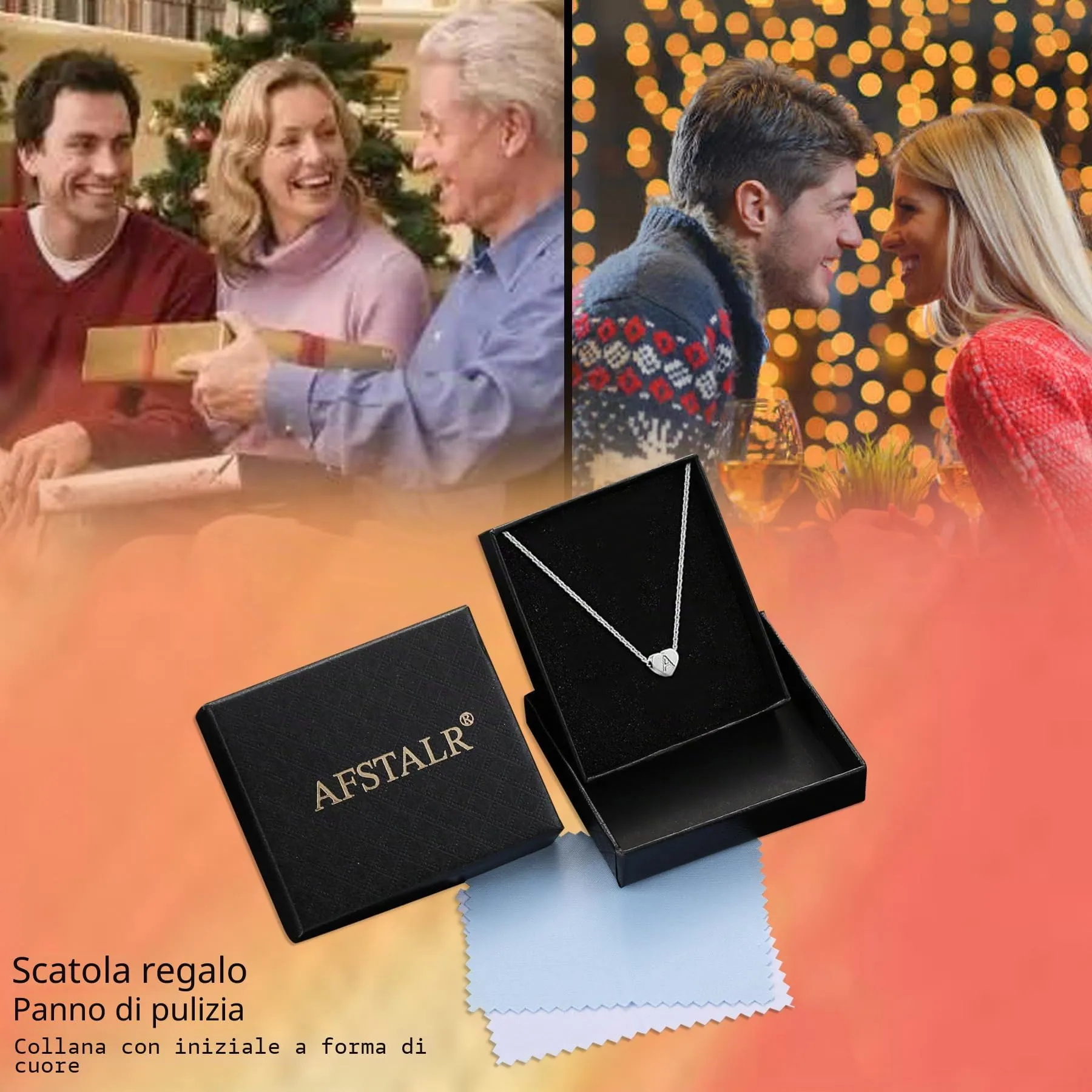 AFSTALR - Girocollo da donna in argento con piccolo ciondolo a forma di cuore, con iniziale, ideale per ragazze e Acciaio inossidabile, colore: S, cod. NK-heart-silver-V - immagine 3