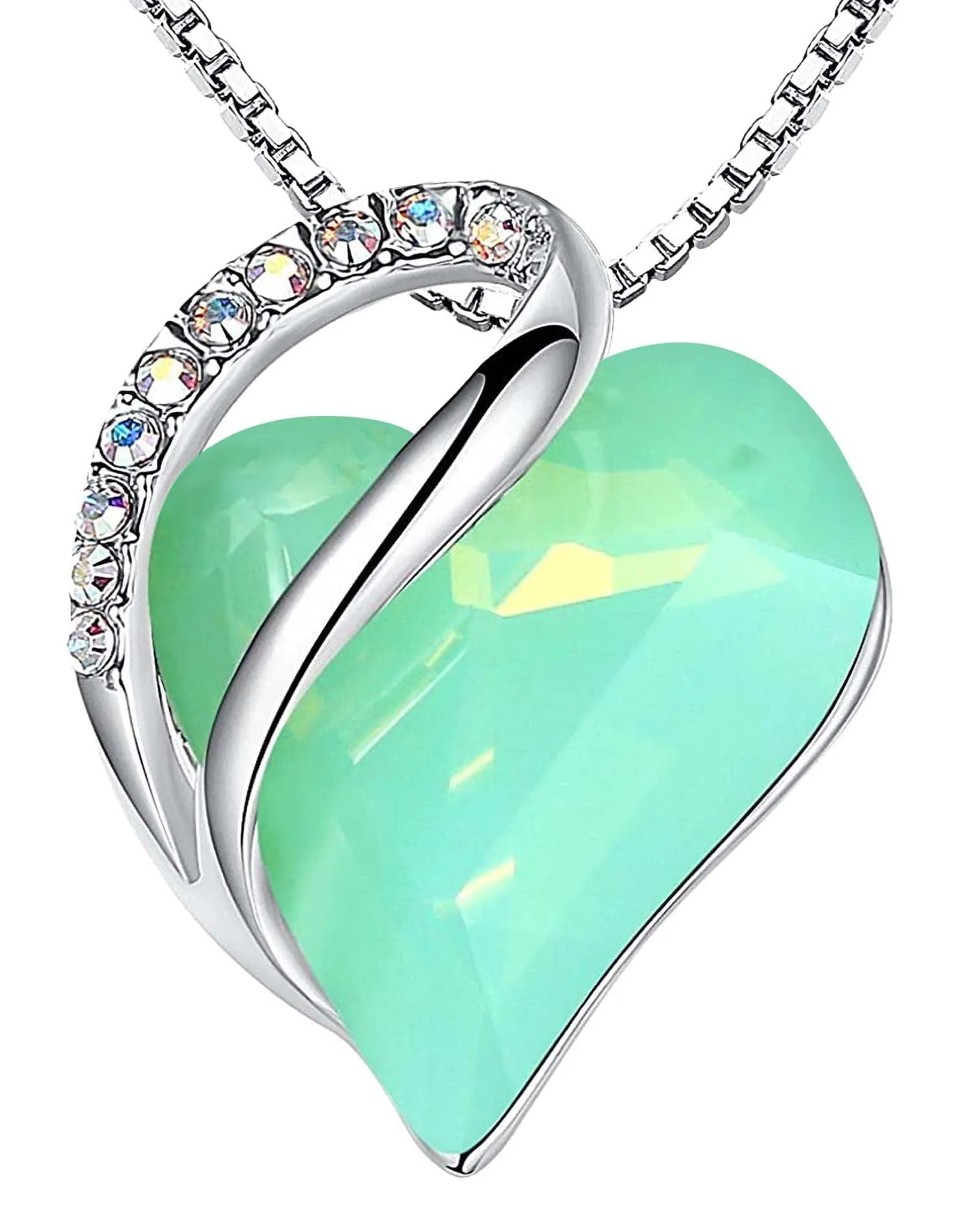 Leafael Collana Cuore Infinito Donna, Giada opale verde - immagine 1