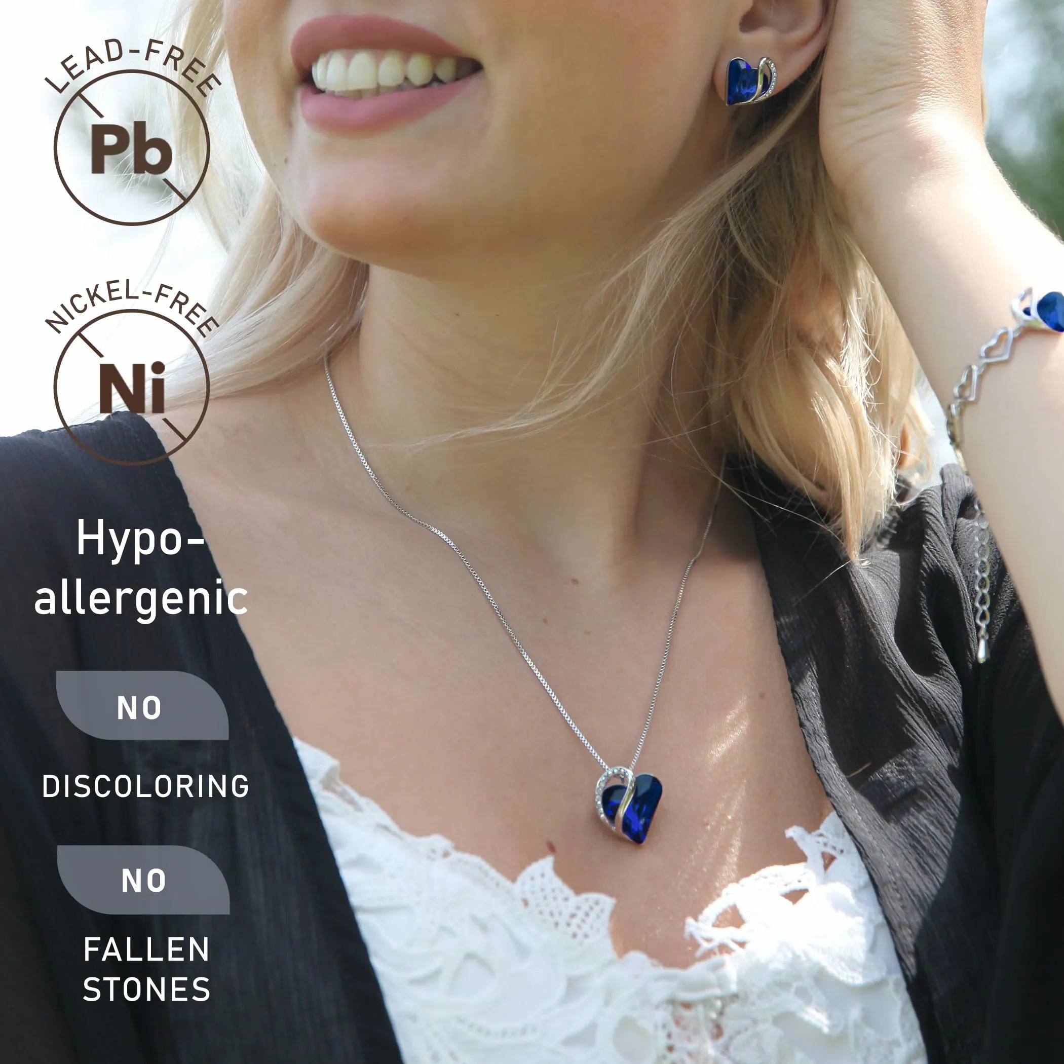 Leafael Collane Donna Cuore Birthstone | Collana con cristallo e pietre di nascita, collana donna con catena e ciondolo elegante, gioiello da donna con confezione regalo inclusa – San Valentino - immagine 2