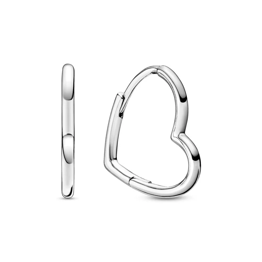 PANDORA Icons Orecchini a cerchio in argento Sterling con piccolo cuore asimmetrico - immagine 2