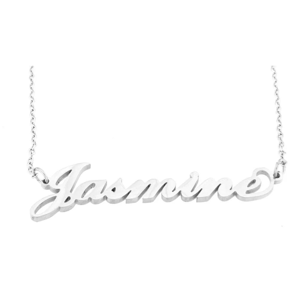 Flowers Collana con Il Tuo Nome in Acciaio lucidissimo, Stile Carrie Bradshaw dal Cult Sex & The City per Essere Sempre al Top Idea Regalo (Jasmine) - immagine 1