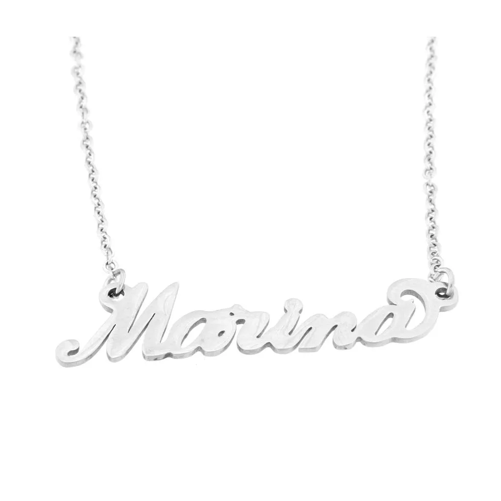 Flowers Collana con Il Tuo Nome in Acciaio lucidissimo, Stile Carrie Bradshaw dal Cult Sex & The City per Essere Sempre al Top Idea Regalo (Marina) - immagine 1