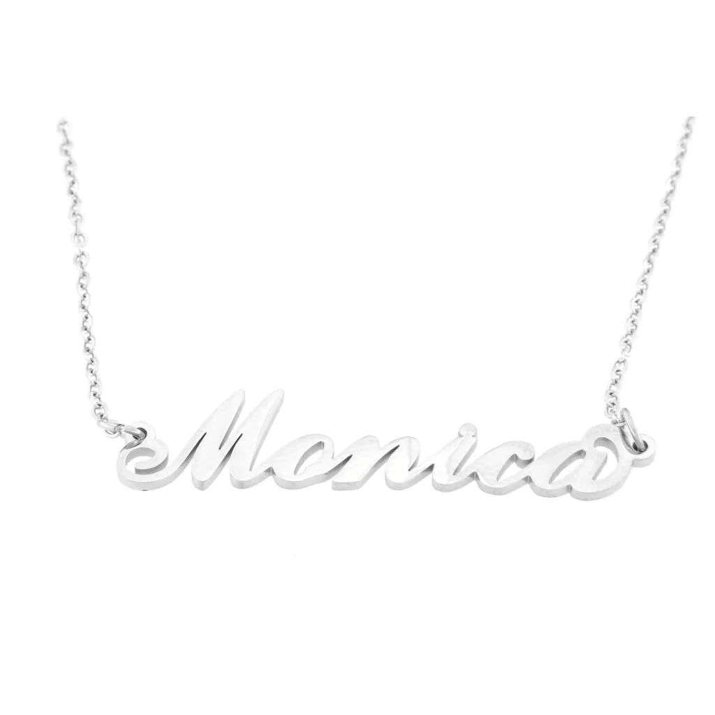 Flowers Collana con Il Tuo Nome in Acciaio lucidissimo, Stile Carrie Bradshaw dal Cult Sex & The City per Essere Sempre al Top Idea Regalo (Monica) - immagine 1