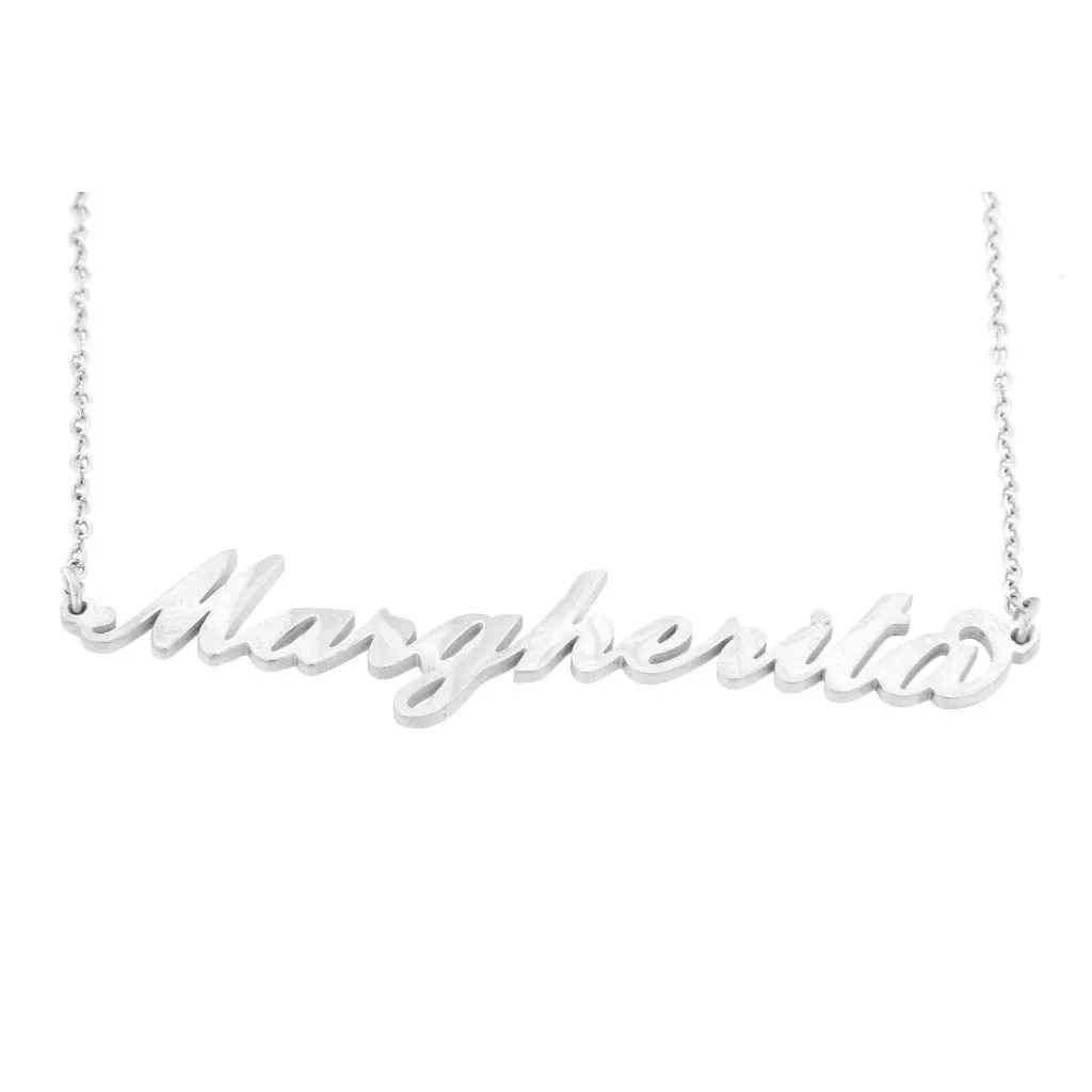 Flowers Collana con Il Tuo Nome in Acciaio lucidissimo, Stile Carrie Bradshaw dal Cult Sex & The City per Essere Sempre al Top Idea Regalo (Margherita) - immagine 1