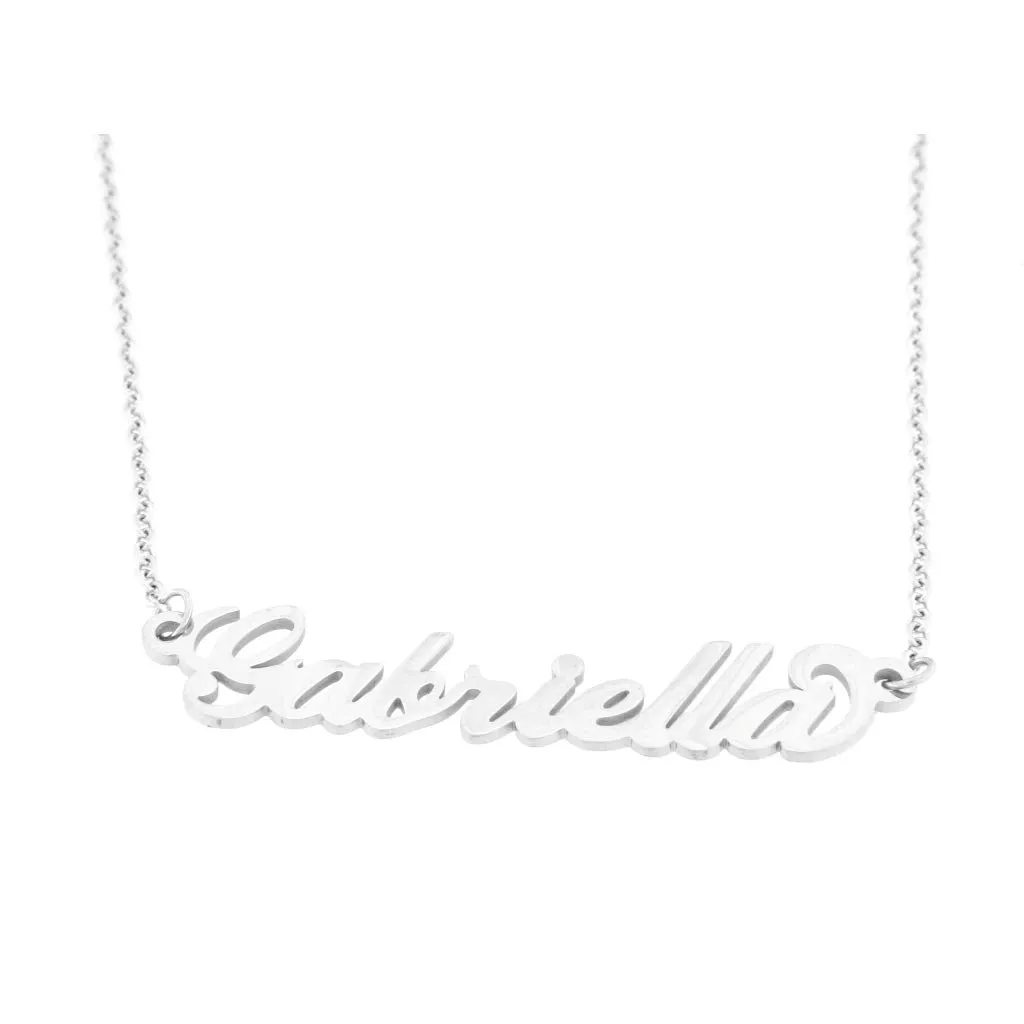 Flowers Collana con Il Tuo Nome in Acciaio lucidissimo, Stile Carrie Bradshaw dal Cult Sex & The City per Essere Sempre al Top Idea Regalo (Gabriella) - immagine 1