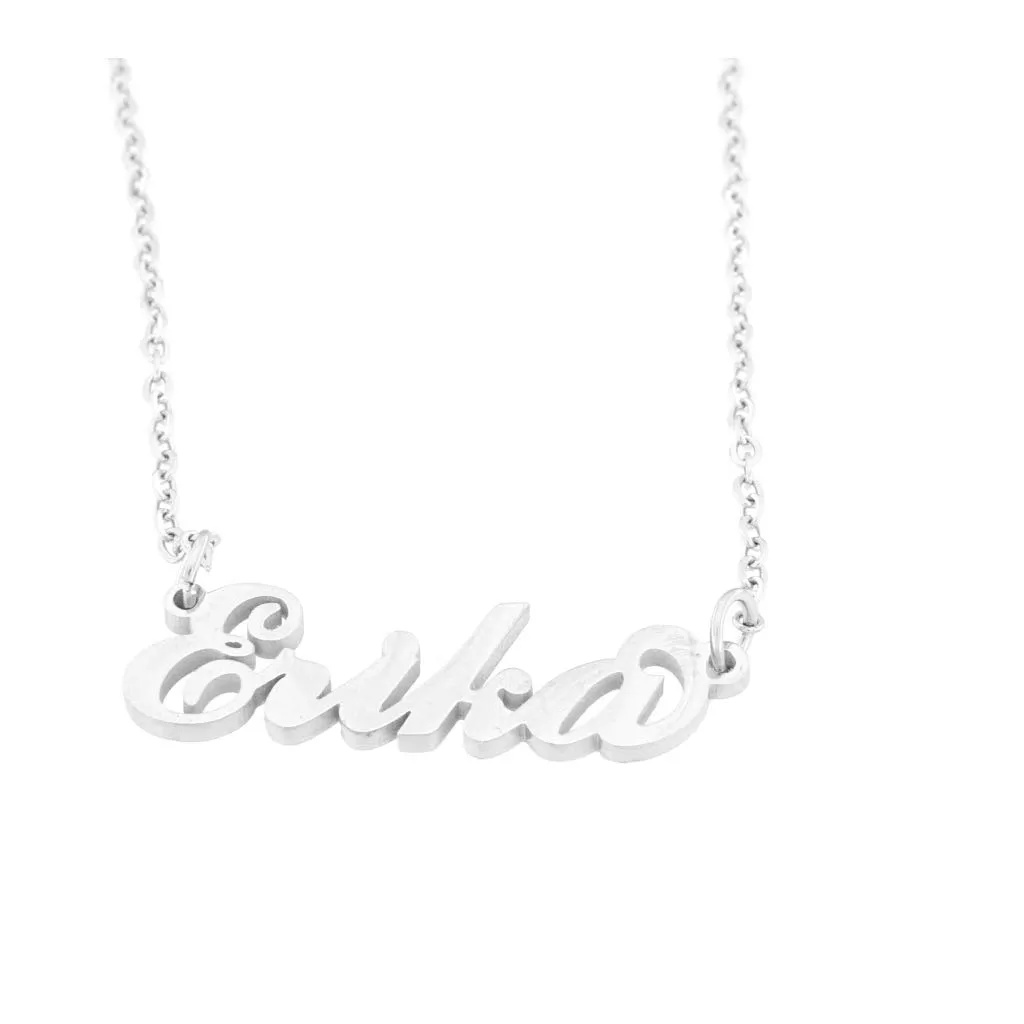Flowers Collana con Il Tuo Nome in Acciaio lucidissimo, Stile Carrie Bradshaw dal Cult Sex & The City per Essere Sempre al Top Idea Regalo (Erika) - immagine 1