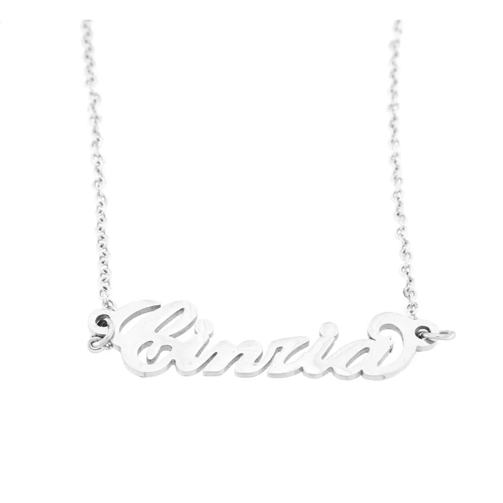 Flowers Collana con Il Tuo Nome in Acciaio lucidissimo, Stile Carrie Bradshaw dal Cult Sex & The City per Essere Sempre al Top Idea Regalo (Cinzia) - immagine 1