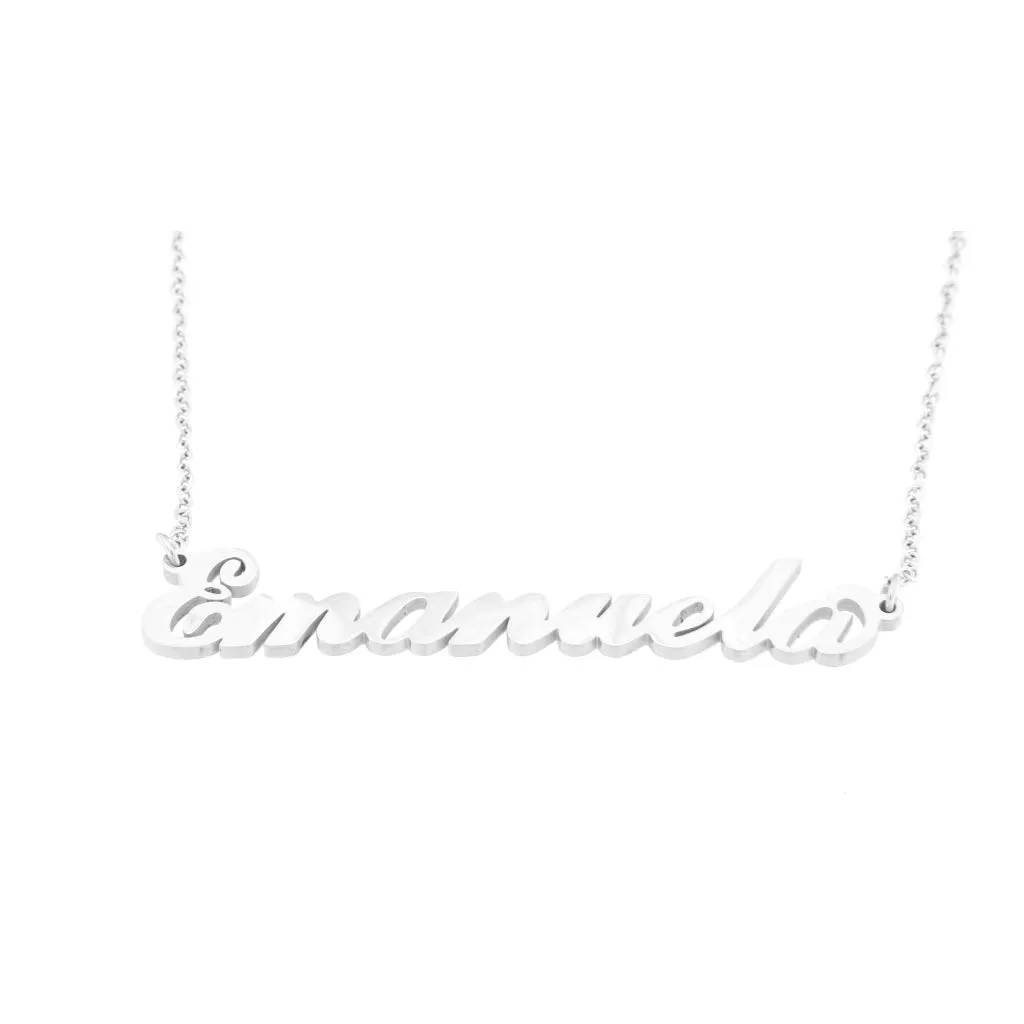 Flowers Collana con Il Tuo Nome in Acciaio lucidissimo, Stile Carrie Bradshaw dal Cult Sex & The City per Essere Sempre al Top Idea Regalo (Emanuela) - immagine 1