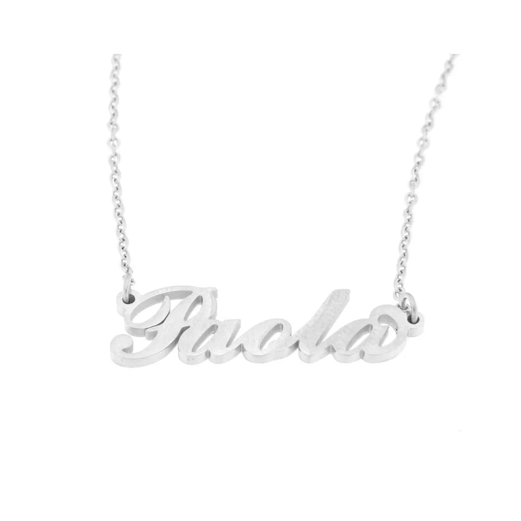 Flowers Collana con Il Tuo Nome in Acciaio lucidissimo, Stile Carrie Bradshaw dal Cult Sex & The City per Essere Sempre al Top Idea Regalo (Paola) - immagine 1