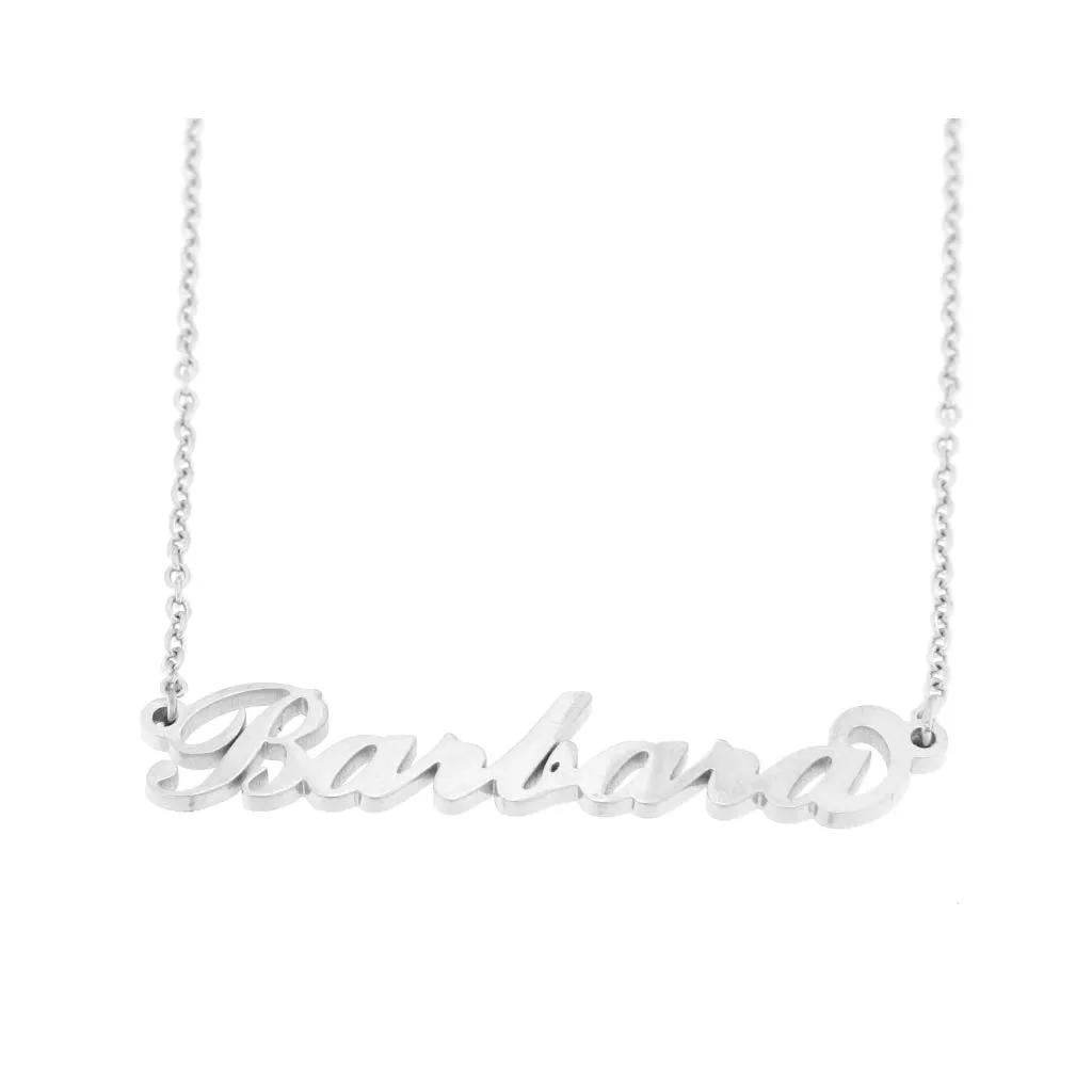 Flowers Collana con Il Tuo Nome in Acciaio lucidissimo, Stile Carrie Bradshaw dal Cult Sex & The City per Essere Sempre al Top Idea Regalo (Barbara) - immagine 1