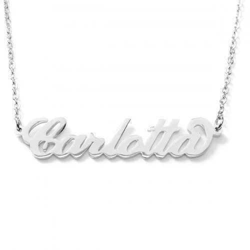 Flowers Collana con Il Tuo Nome in Acciaio lucidissimo, Stile Carrie Bradshaw dal Cult Sex & The City per Essere Sempre al Top Idea Regalo (Carlotta) - immagine 1