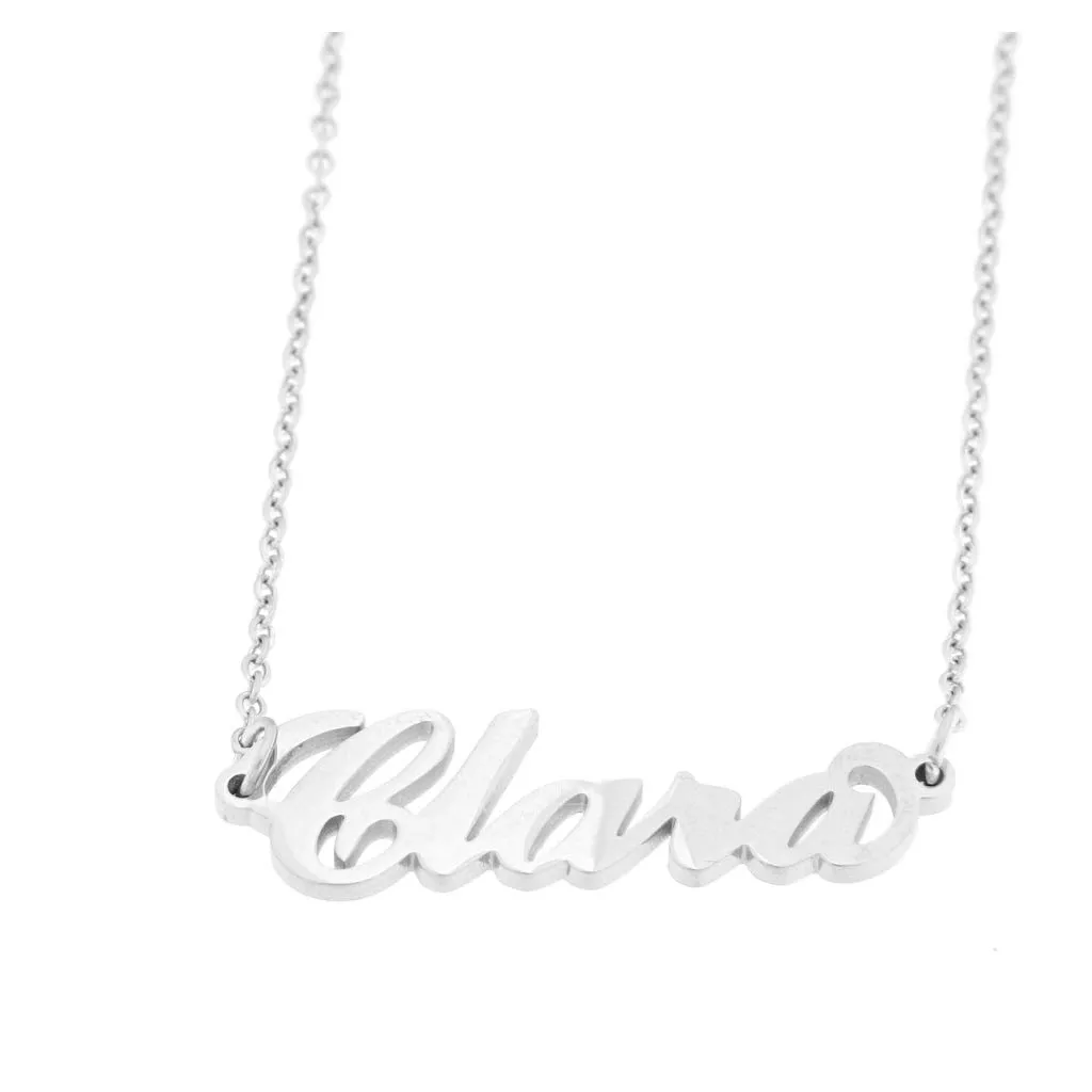 Flowers Collana con Il Tuo Nome in Acciaio lucidissimo, Stile Carrie Bradshaw dal Cult Sex & The City per Essere Sempre al Top Idea Regalo (Clara) - immagine 1