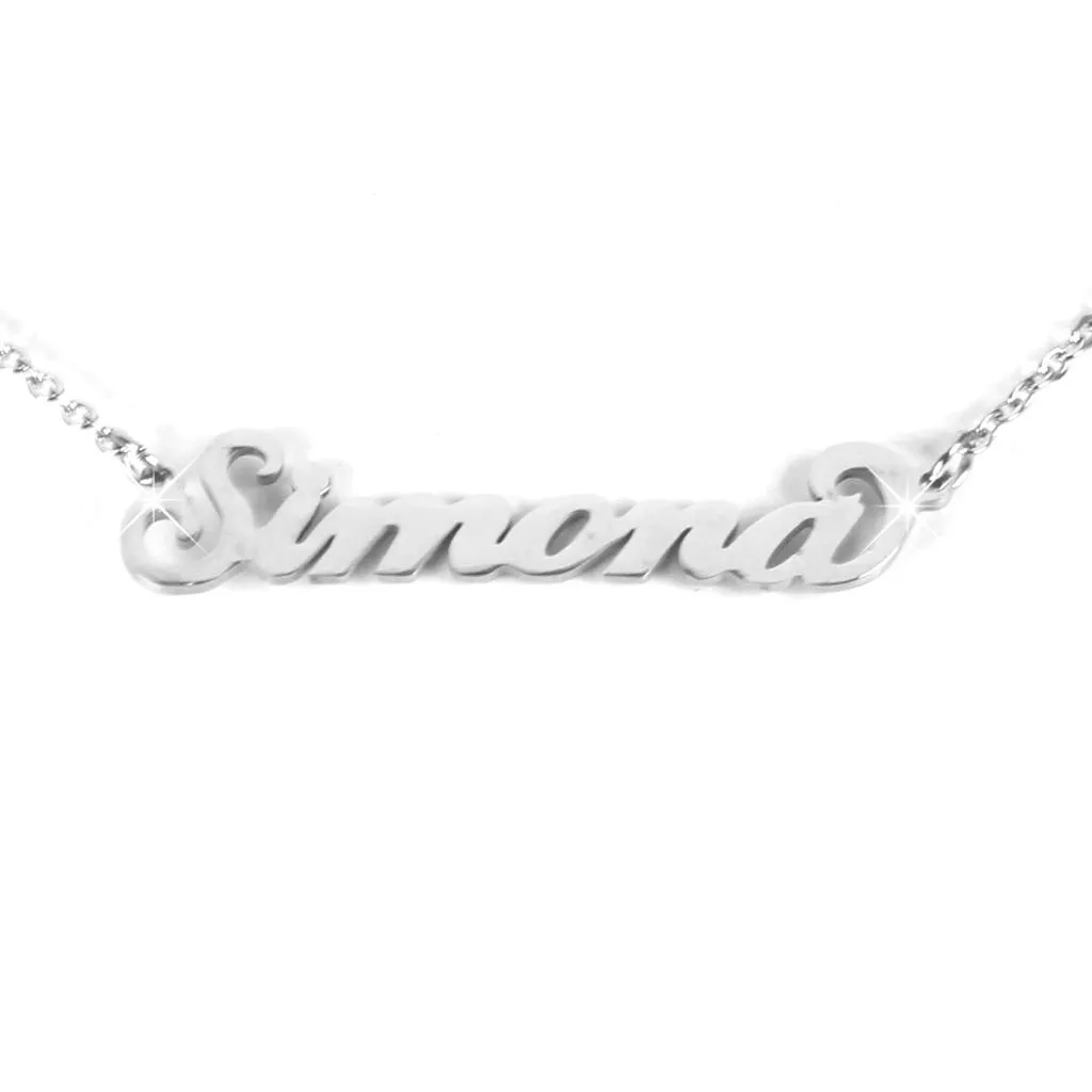 Flowers Collana con Il Tuo Nome in Acciaio lucidissimo, Stile Carrie Bradshaw dal Cult Sex & The City per Essere Sempre al Top. Idea Regalo (Simona) - immagine 1