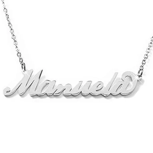 Flowers Collana con Il Tuo Nome in Acciaio lucidissimo, Stile Carrie Bradshaw dal Cult Sex & The City per Essere Sempre al Top. Idea Regalo (Manuela) - immagine 1