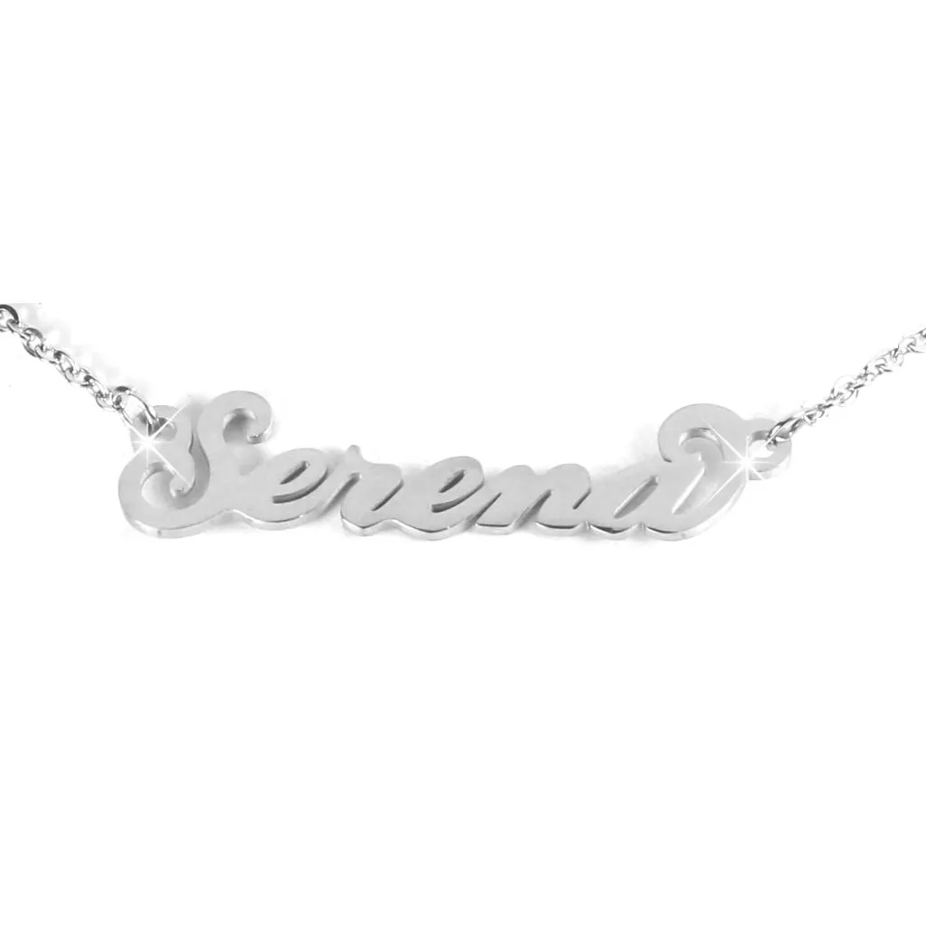 Flowers Collana con Il Tuo Nome in Acciaio lucidissimo, Stile Carrie Bradshaw dal Cult Sex & The City per Essere Sempre al Top. Idea Regalo (Serena) - immagine 1