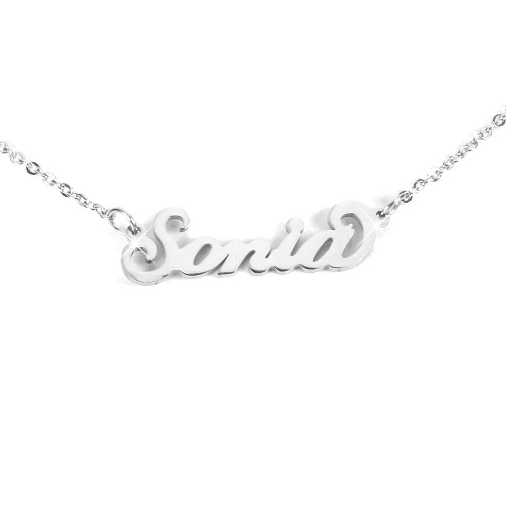 Flowers Collana con Il Tuo Nome in Acciaio lucidissimo, Stile Carrie Bradshaw dal Cult Sex & The City per Essere Sempre al Top. Idea Regalo (Sonia) - immagine 1
