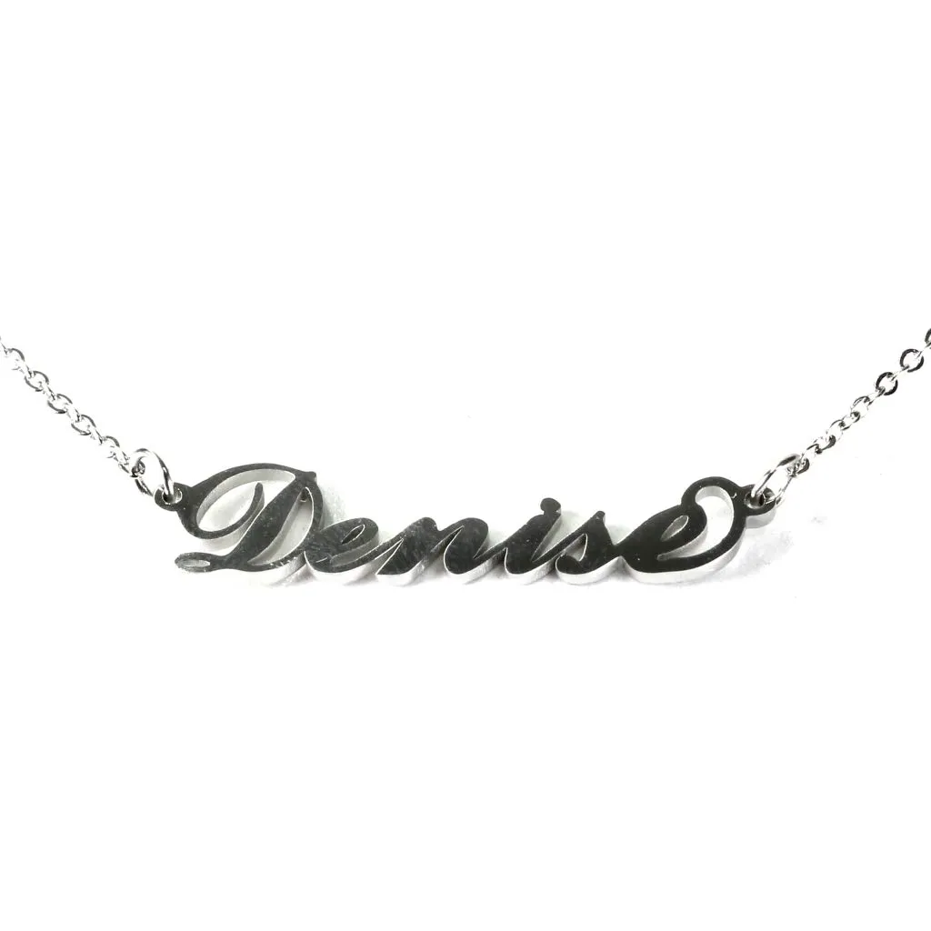 Flowers Collana con Il Tuo Nome in Acciaio lucidissimo, Stile Carrie Bradshaw dal Cult Sex & The City per Essere Sempre al Top. Idea Regalo (Denise) - immagine 1