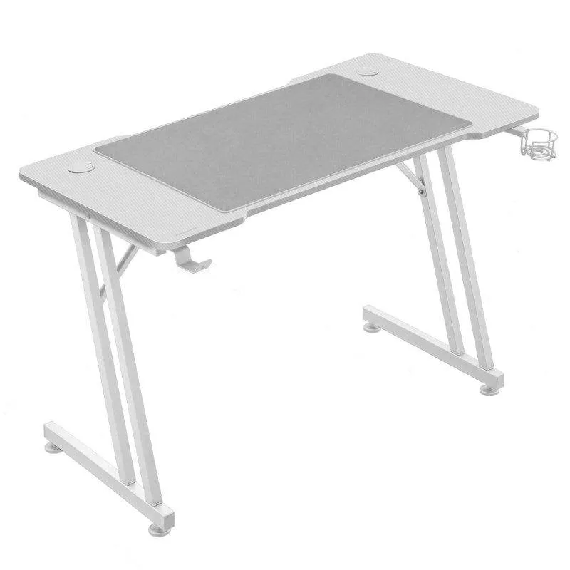Scrivania gaming Mars Gaming 120 x 60 cm, finitura carbonio, tappetino XXL, bianca - immagine 1