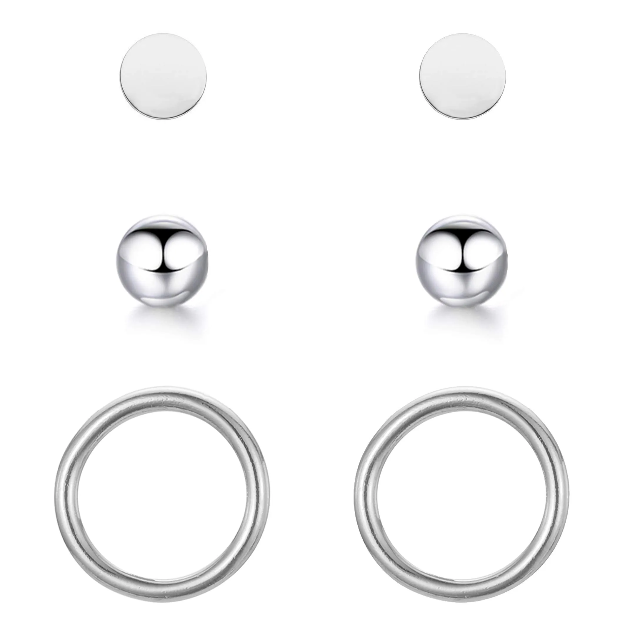 BONNYBIRD® Set Orecchini Donna Argento Acciaio Chirurgico Inossidabile Inox Anallergici Ipoallergici Senza Nichel Free Piccoli Gioielli Impermeabile - immagine 1