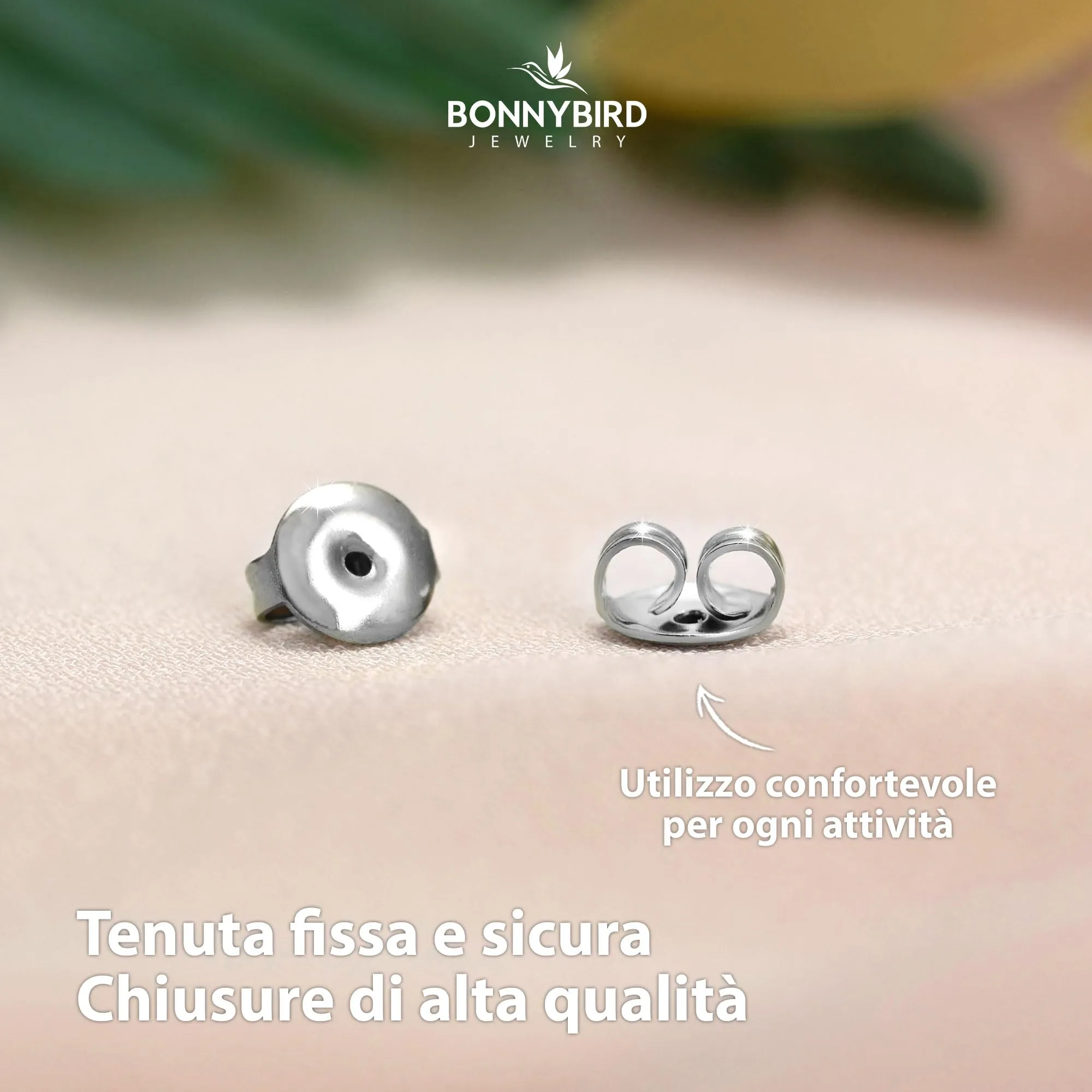 BONNYBIRD® Set Orecchini Donna Argento Acciaio Chirurgico Inossidabile Inox Anallergici Ipoallergici Senza Nichel Free Piccoli Gioielli Impermeabile - immagine 5
