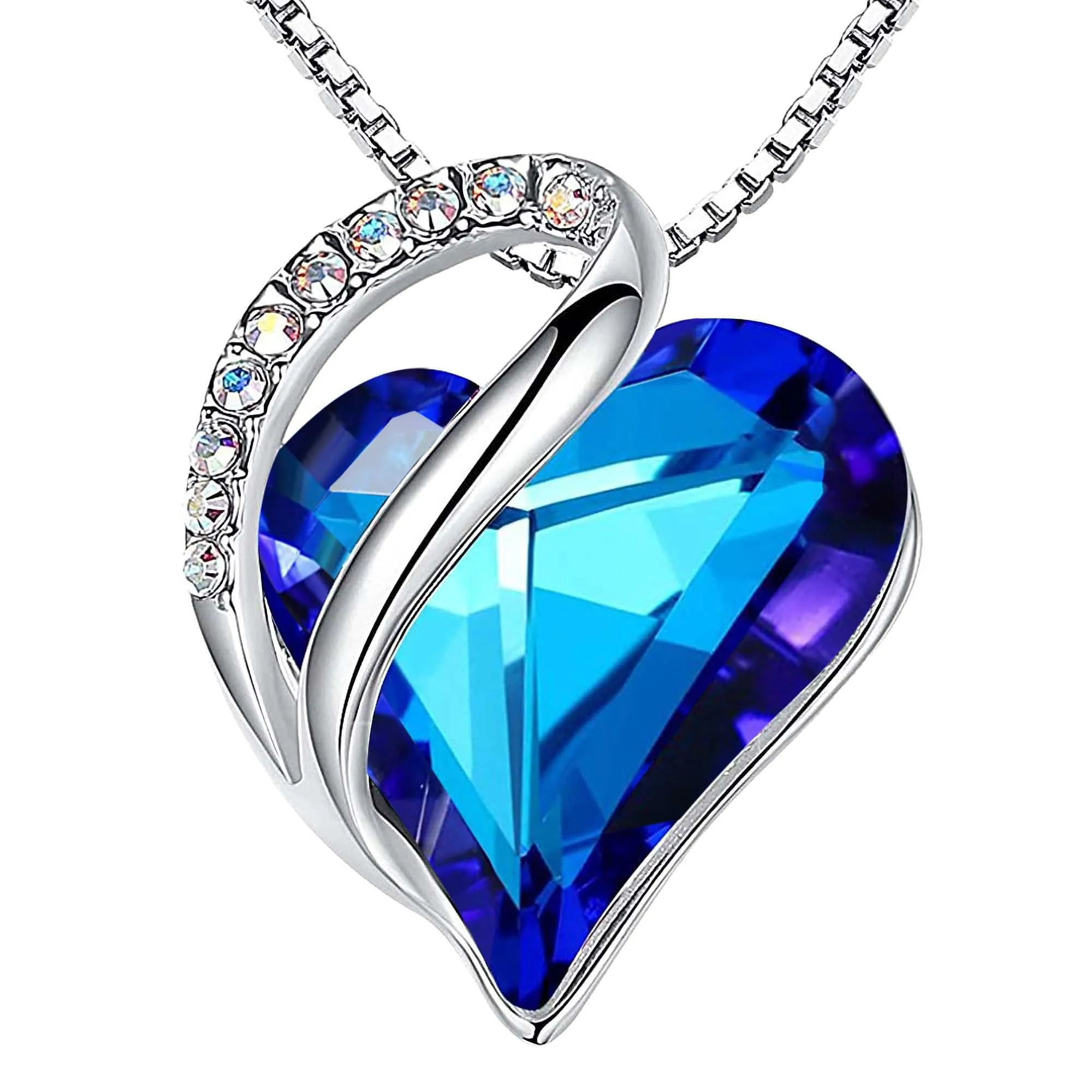 Leafael Collana Cuore Infinito Donna, Zaffiro arcobaleno blu - immagine 1