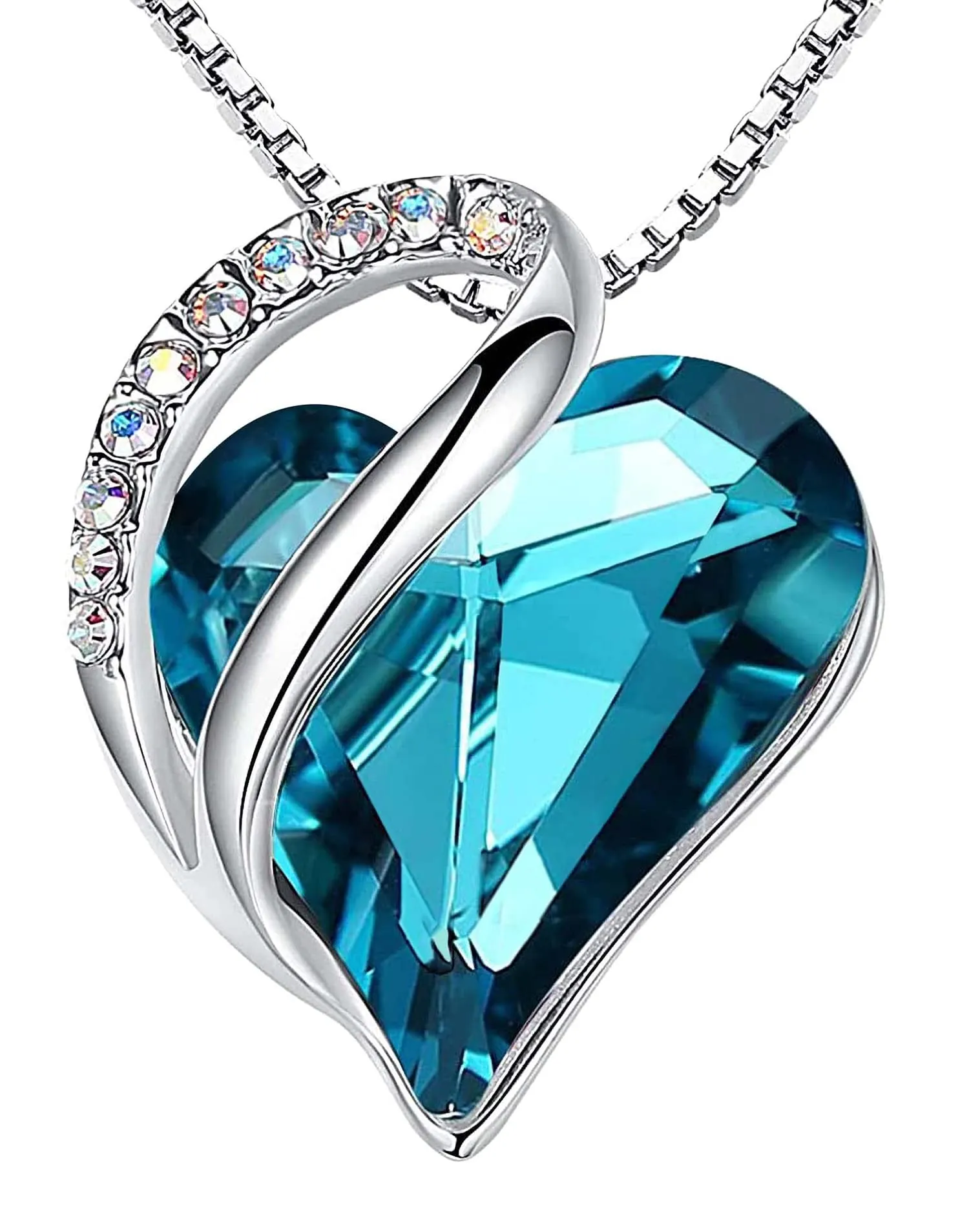 Leafael Collana Cuore Infinito Donna, Dicembre Zircone indigolite blu - immagine 1