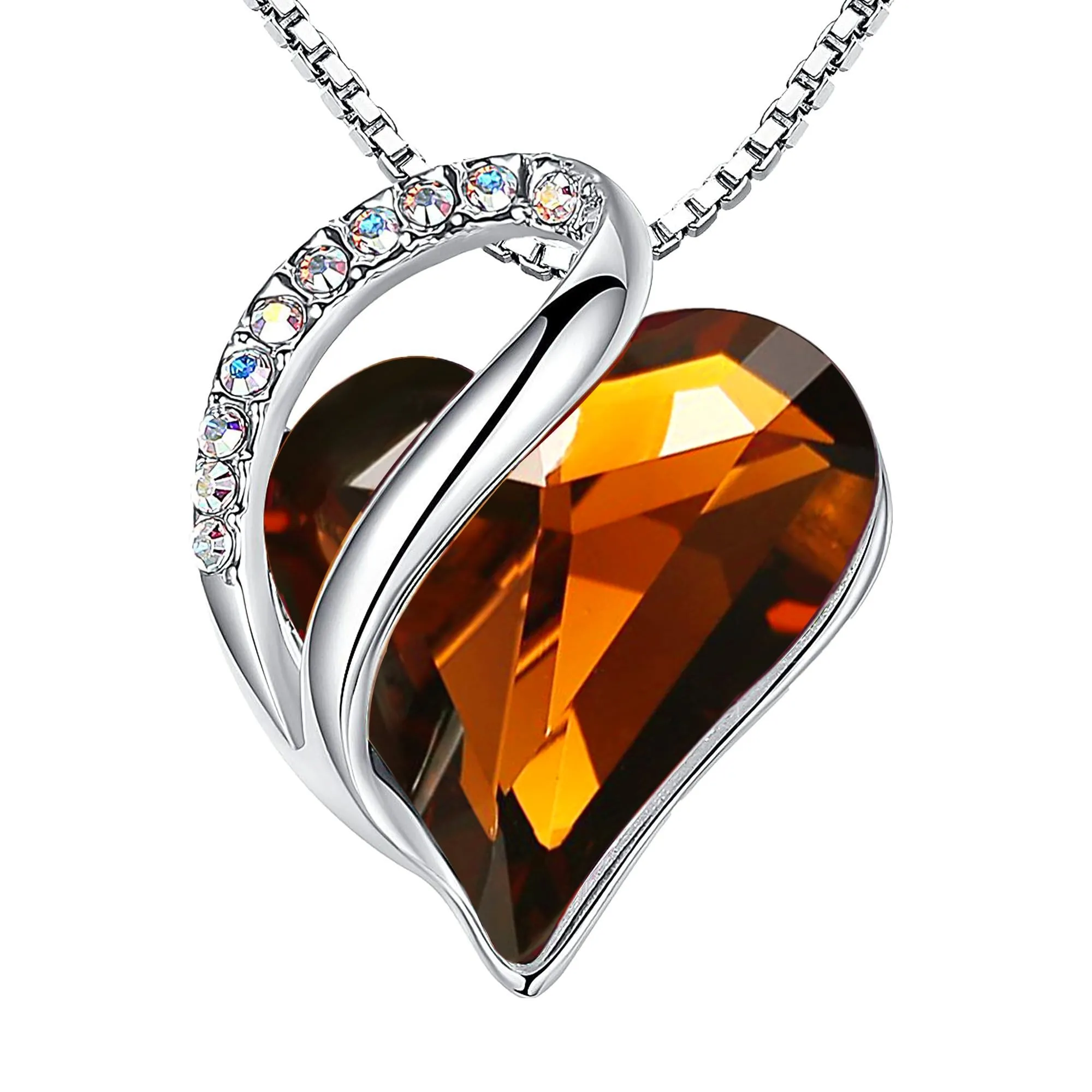 Leafael Collane Donna Cuore Birthstone | Collana con cristallo e pietre di nascita, collana donna con catena e ciondolo elegante, gioiello da donna con confezione regalo inclusa – San Valentino - immagine 1
