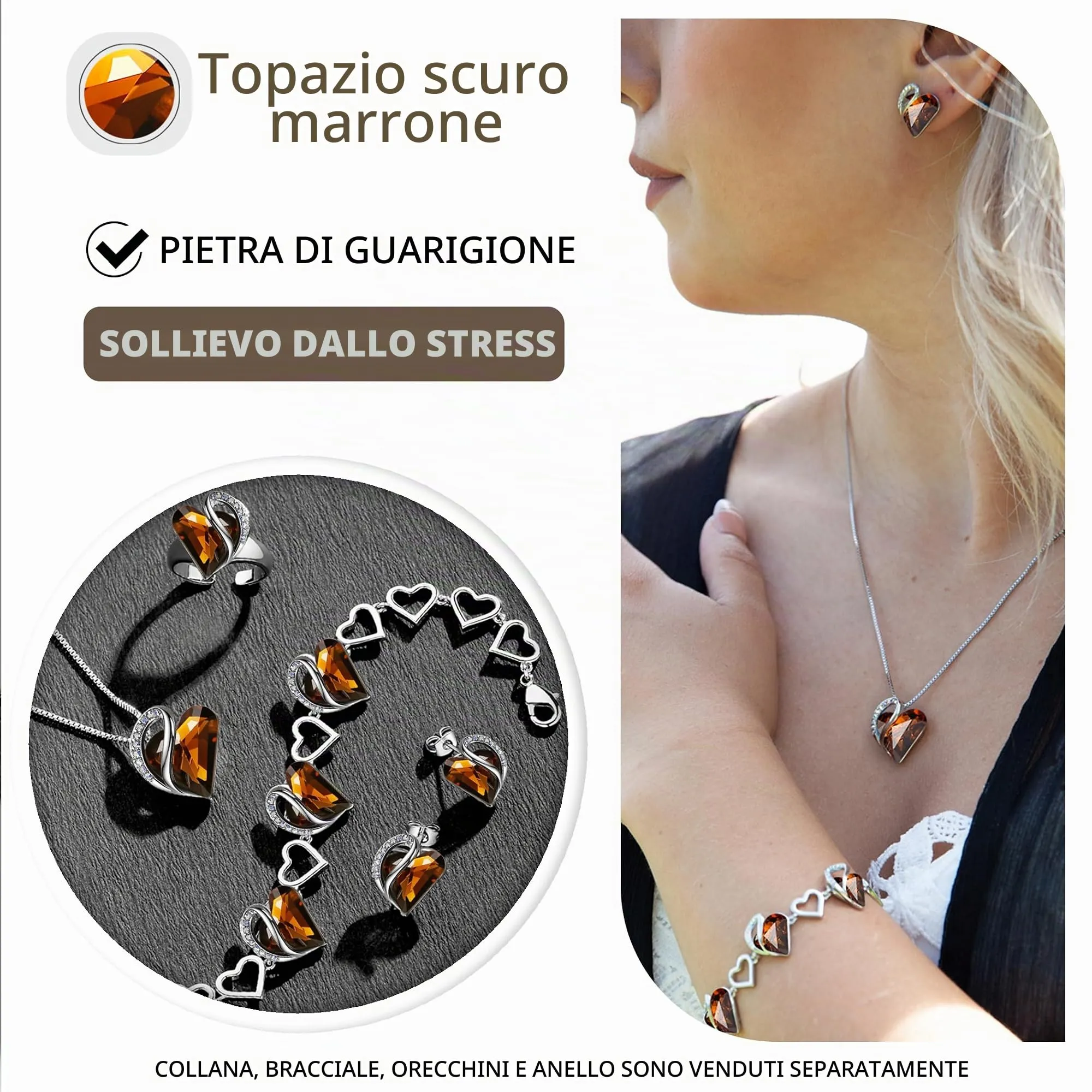 Leafael Collane Donna Cuore Birthstone | Collana con cristallo e pietre di nascita, collana donna con catena e ciondolo elegante, gioiello da donna con confezione regalo inclusa – San Valentino - immagine 4