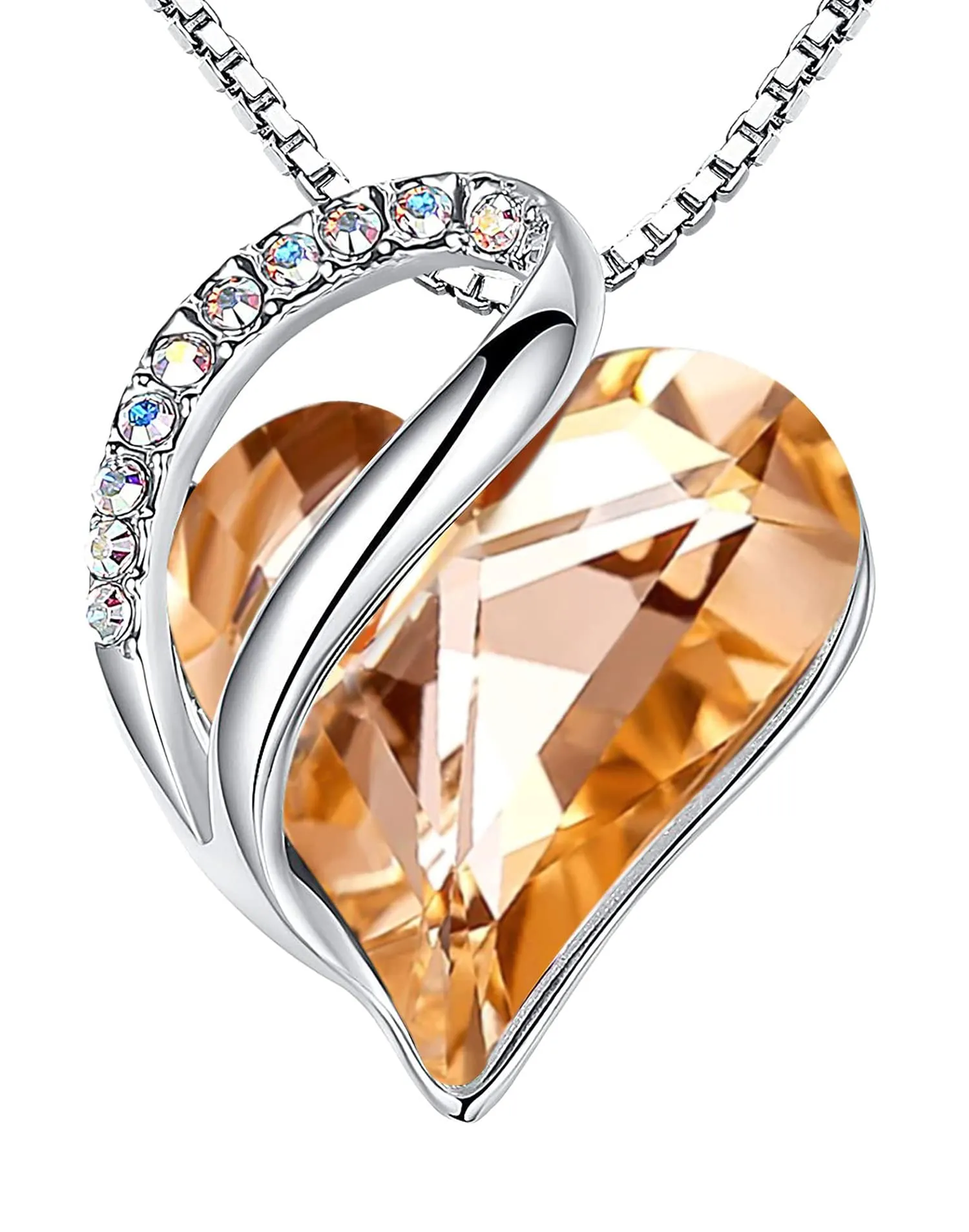 Leafael Collana Cuore Infinito Donna, Calcite arancione - immagine 1
