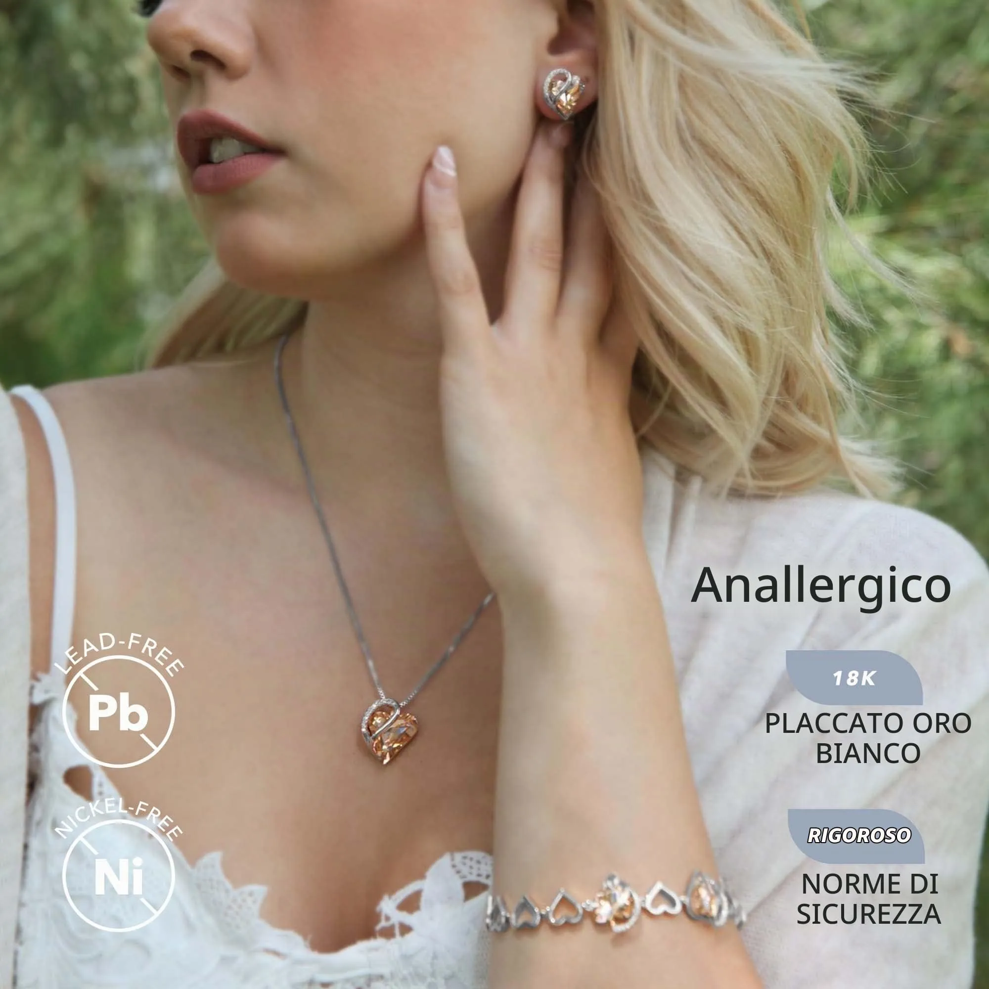 Leafael Collana Cuore Infinito Donna, Calcite arancione - immagine 2