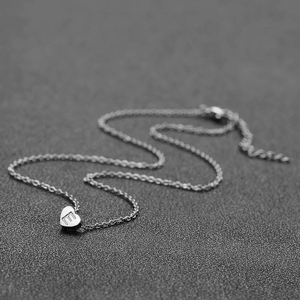 AFSTALR Herz Buchstabe E Initial Kette für Frauen Silber Personalisierte Mädchen Tiny Initial Alphabet Love Choker Halskette - immagine 4