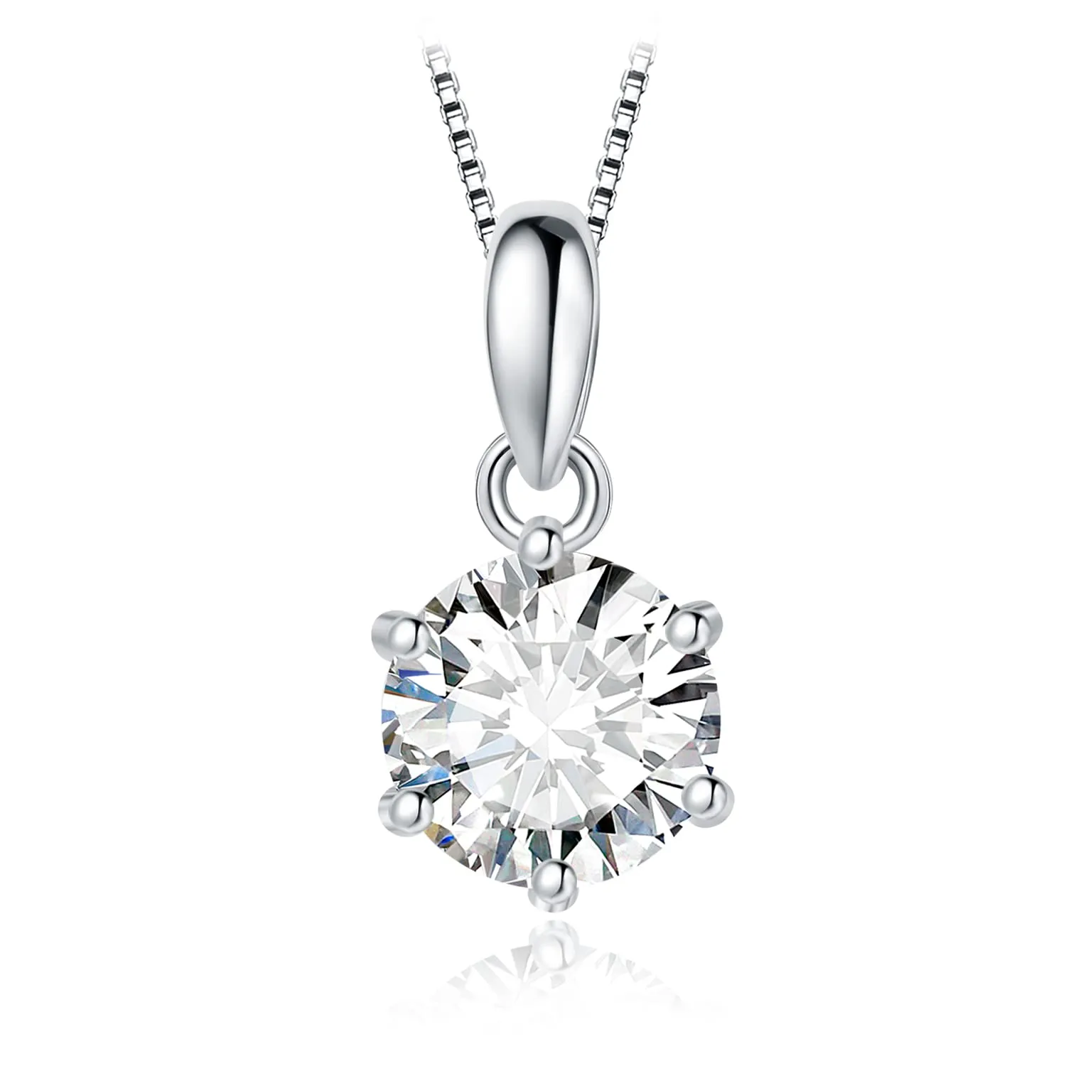 JewelryPalace 1ct Collana Solitario Donna Argento 925 con Creato Moissanite, Collana Ciondolo Pietra a Taglio Rotondo con Catena Veneziana 45cm, Collane Pendenti Lunghe Matrimonio Set Gioielli Donna - immagine 1