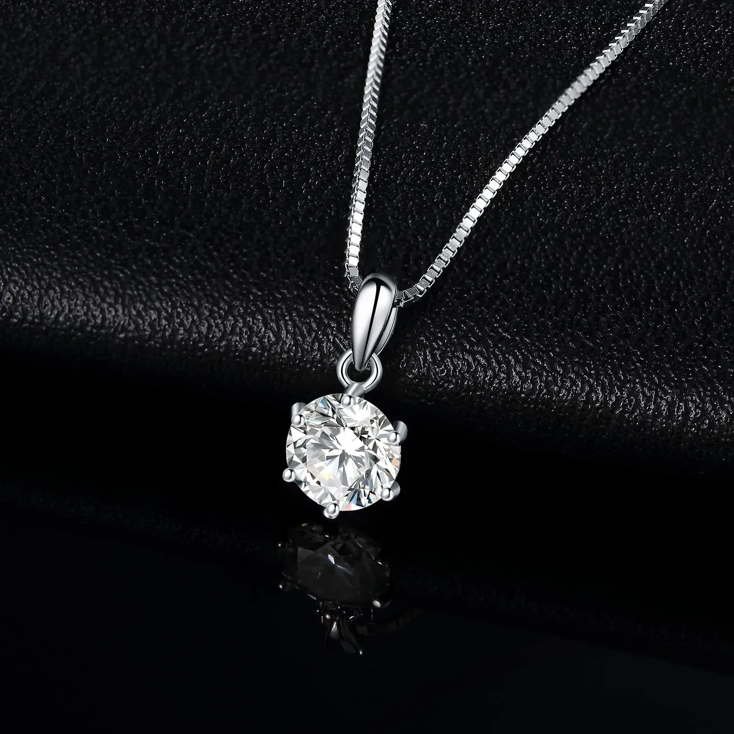 JewelryPalace 1ct Collana Solitario Donna Argento 925 con Creato Moissanite, Collana Ciondolo Pietra a Taglio Rotondo con Catena Veneziana 45cm, Collane Pendenti Lunghe Matrimonio Set Gioielli Donna - immagine 3