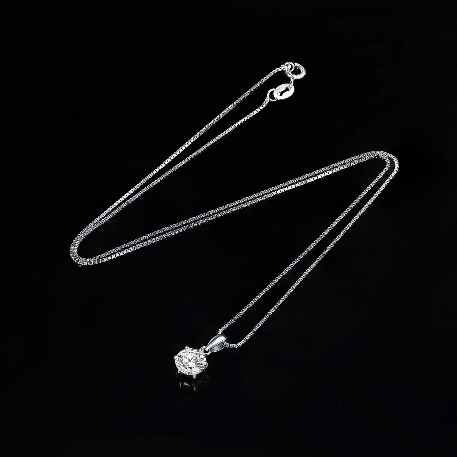 JewelryPalace 1ct Collana Solitario Donna Argento 925 con Creato Moissanite, Collana Ciondolo Pietra a Taglio Rotondo con Catena Veneziana 45cm, Collane Pendenti Lunghe Matrimonio Set Gioielli Donna - immagine 5