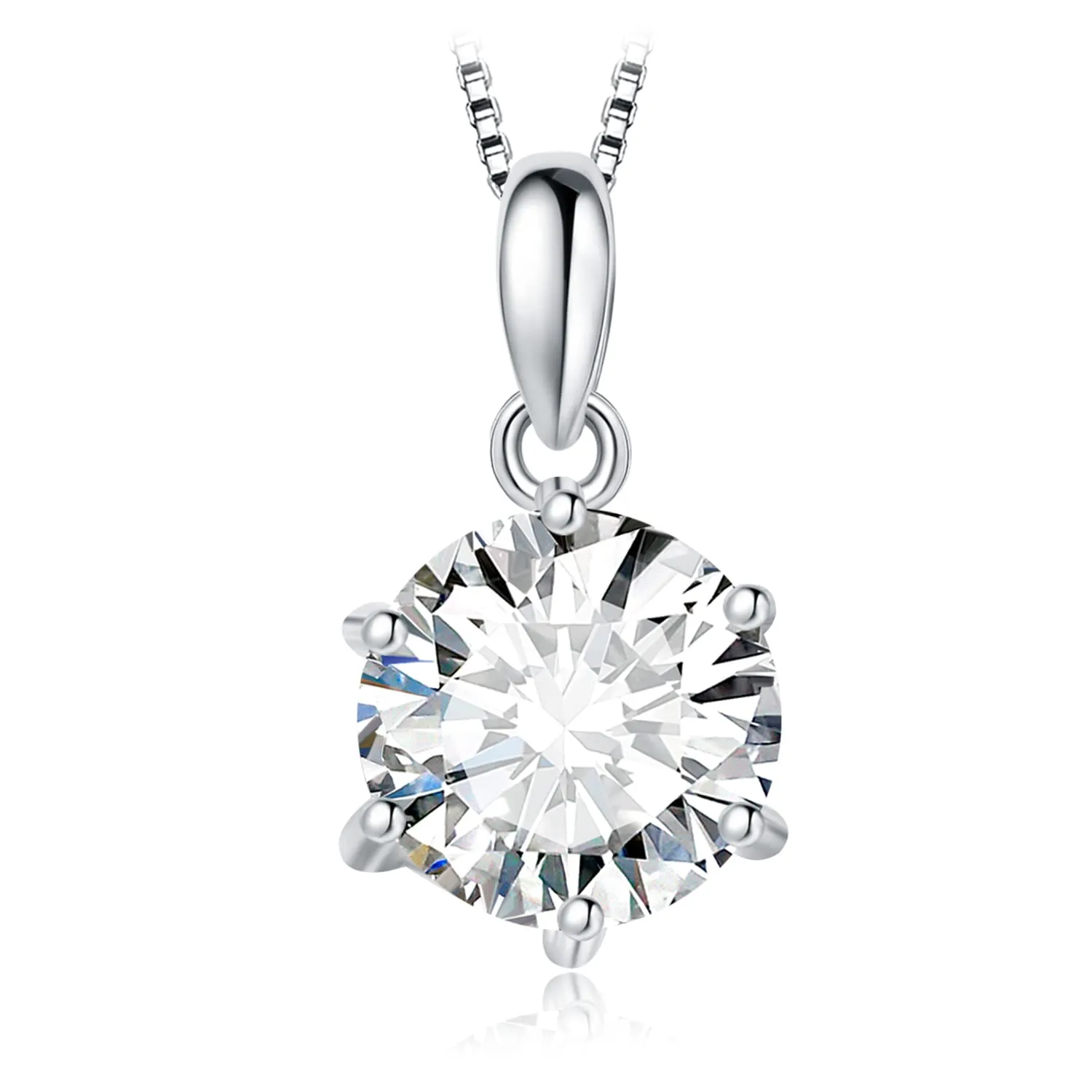 JewelryPalace 2ct Collana Solitario Donna Argento 925 con Creato Moissanite, Collana Ciondolo Pietra a Taglio Rotondo con Catena Veneziana 45cm, Collane Pendenti Lunghe Matrimonio Set Gioielli Donna - immagine 1