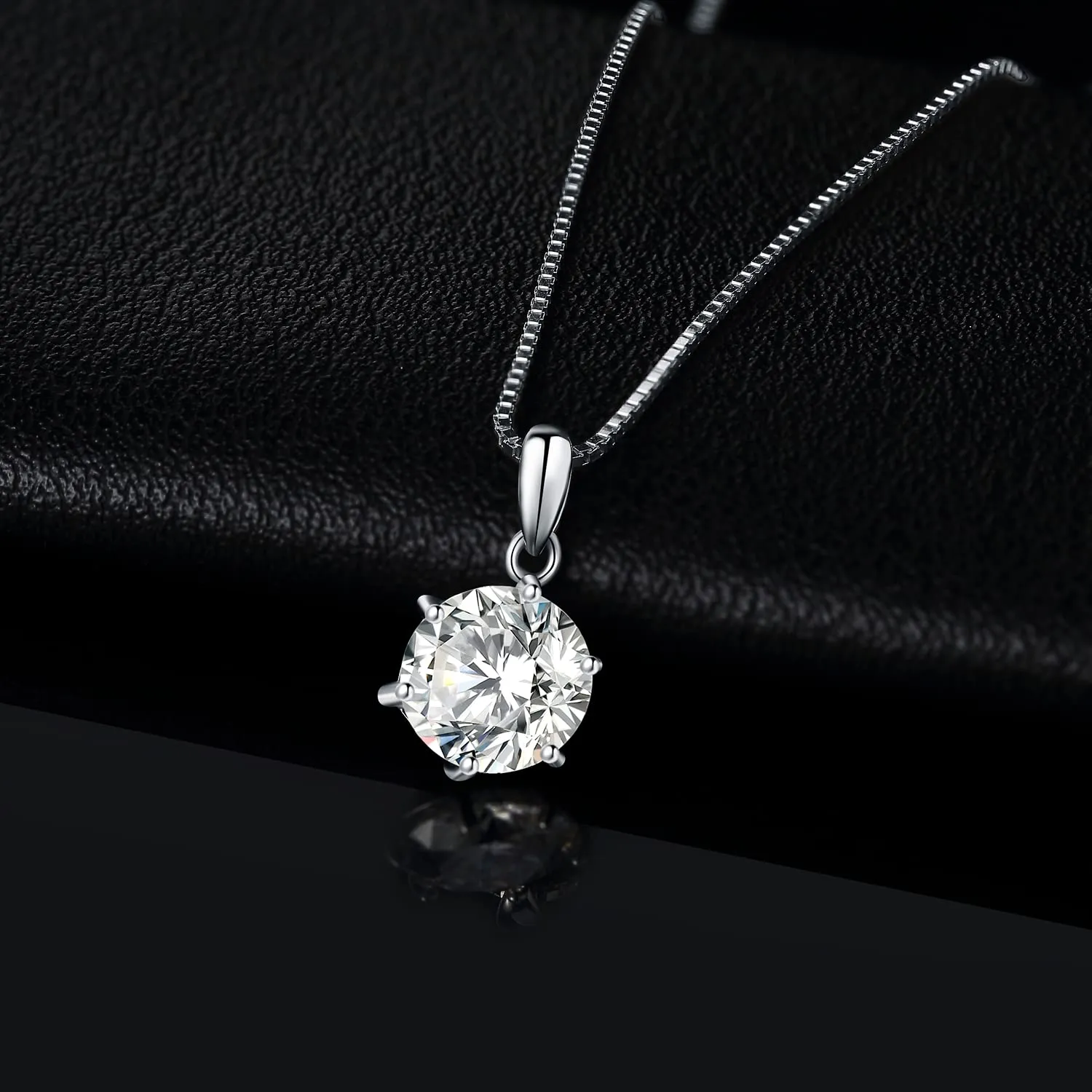 JewelryPalace 2ct Collana Solitario Donna Argento 925 con Creato Moissanite, Collana Ciondolo Pietra a Taglio Rotondo con Catena Veneziana 45cm, Collane Pendenti Lunghe Matrimonio Set Gioielli Donna - immagine 3