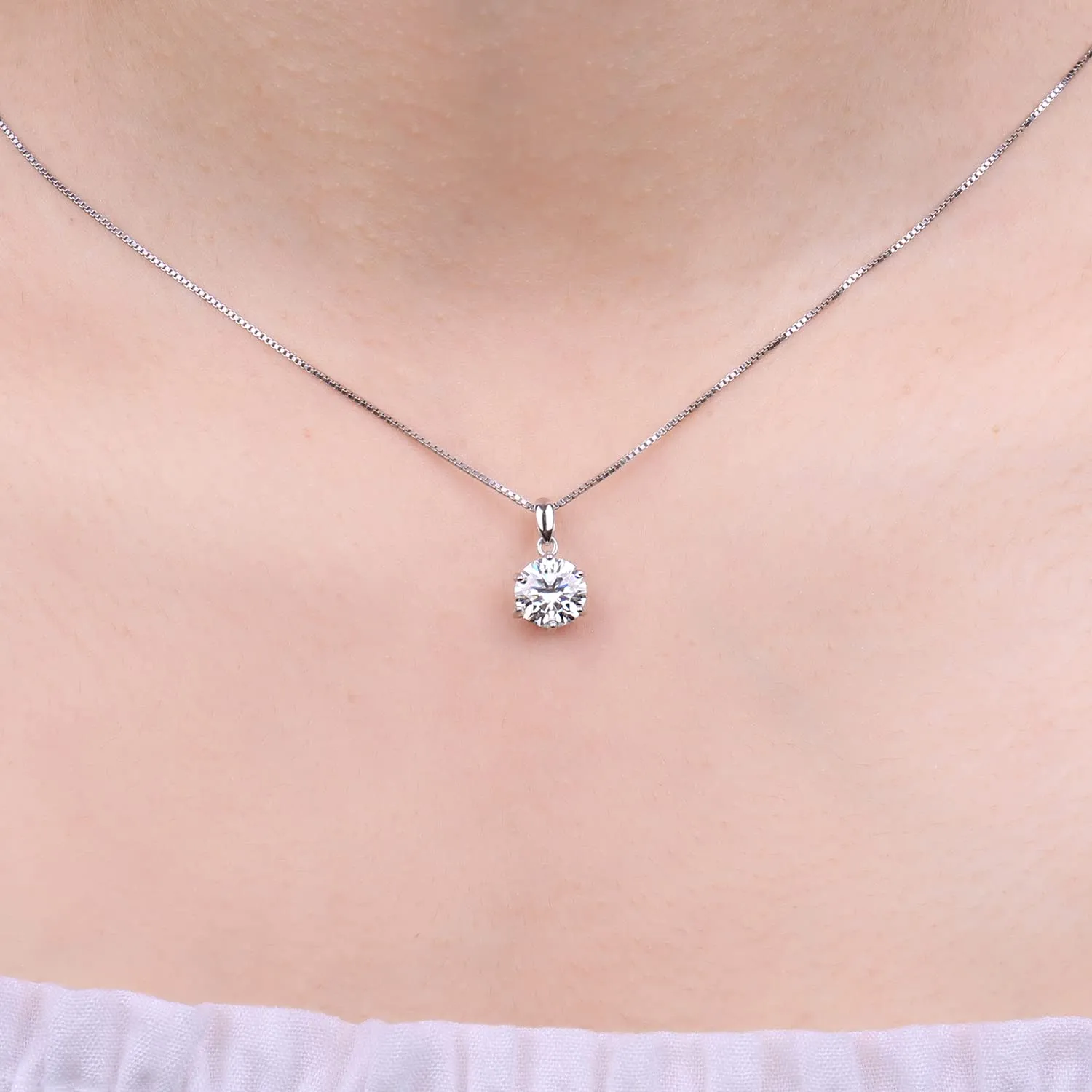 JewelryPalace 2ct Collana Solitario Donna Argento 925 con Creato Moissanite, Collana Ciondolo Pietra a Taglio Rotondo con Catena Veneziana 45cm, Collane Pendenti Lunghe Matrimonio Set Gioielli Donna - immagine 4