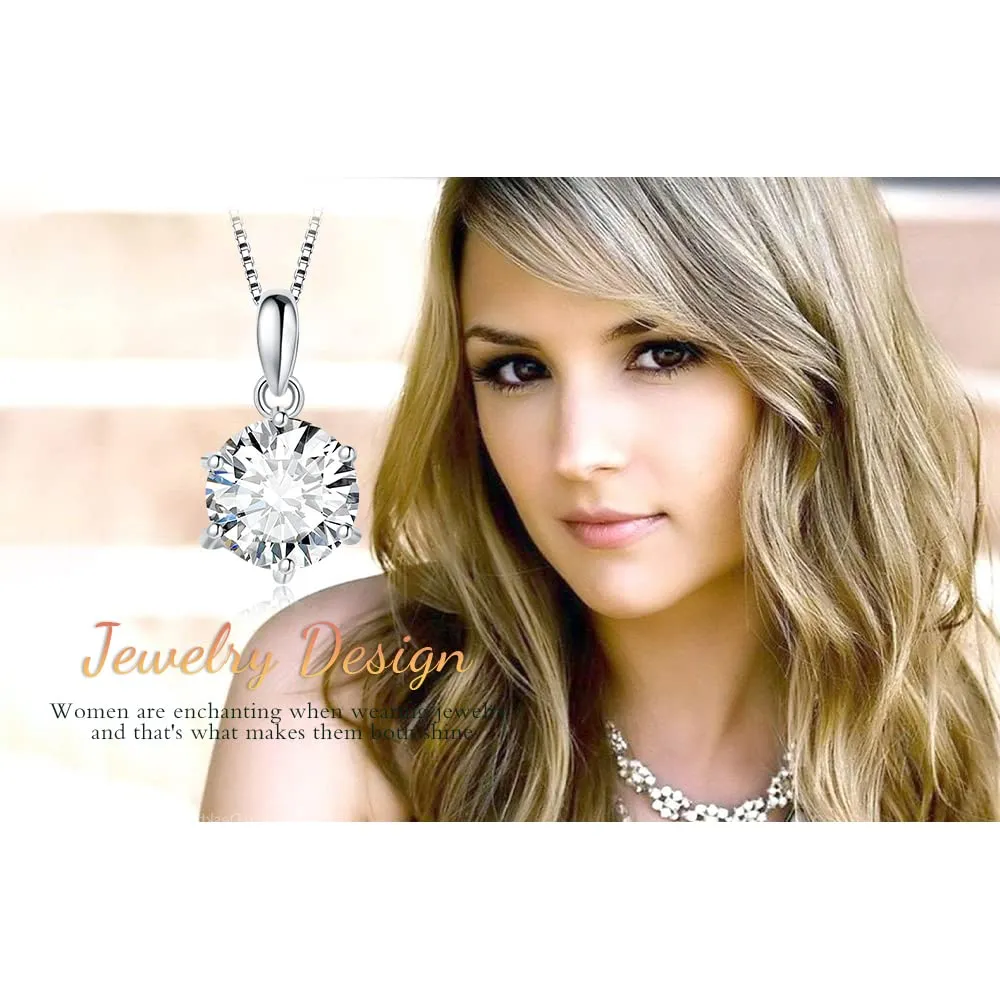 JewelryPalace 2ct Collana Solitario Donna Argento 925 con Creato Moissanite, Collana Ciondolo Pietra a Taglio Rotondo con Catena Veneziana 45cm, Collane Pendenti Lunghe Matrimonio Set Gioielli Donna - immagine 6