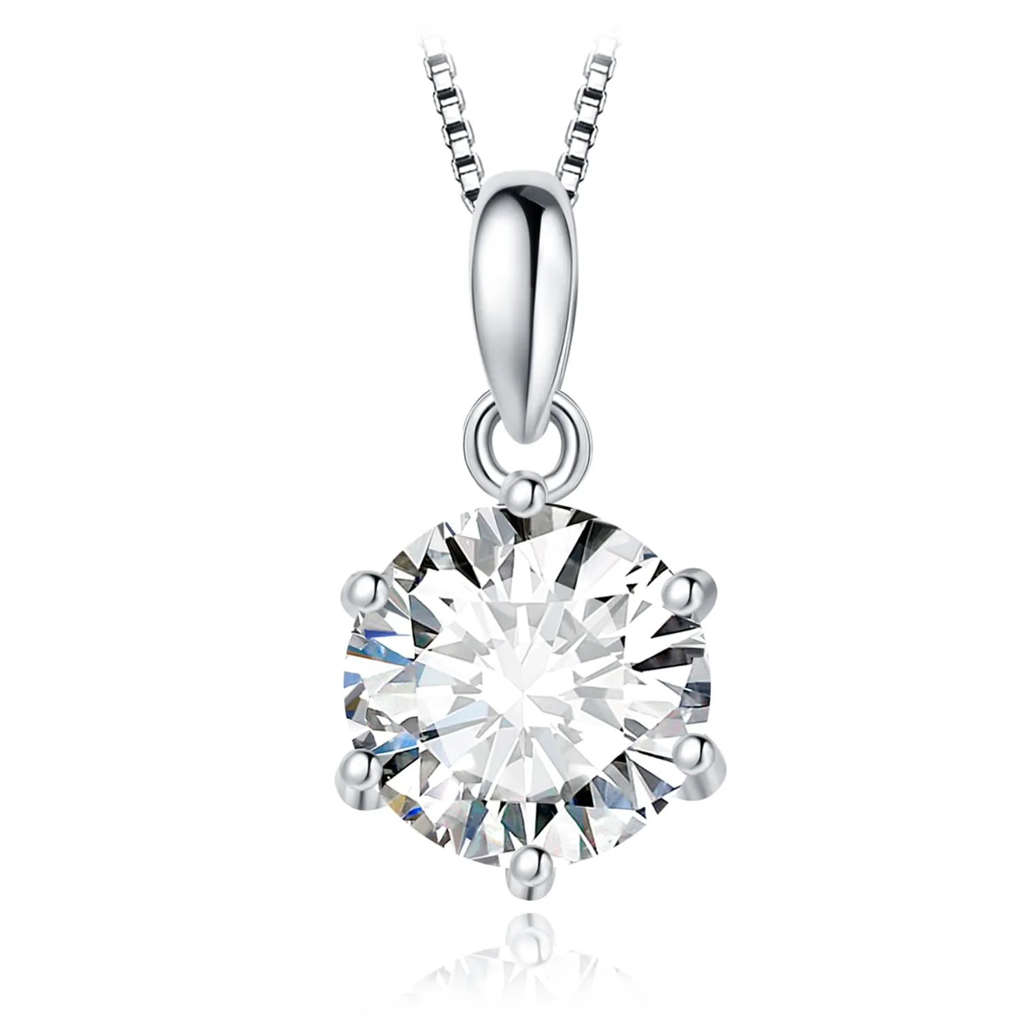 JewelryPalace 1.5ct Collana Solitario Donna Argento 925 con Creato Moissanite, Collana Ciondolo Pietra a Taglio Rotondo con Catena Veneziana 45cm, Collane Pendenti Lunghe Matrimonio Set Gioielli Donna - immagine 1