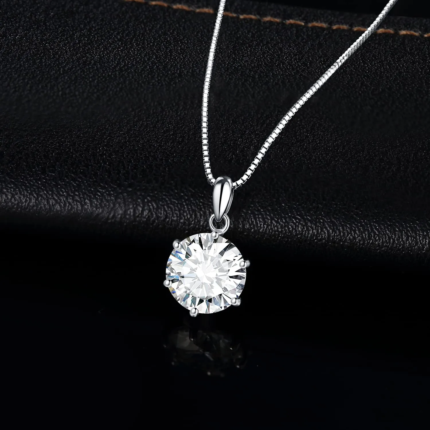 JewelryPalace 3ct Collana Solitario Donna Argento 925 con Creato Moissanite, Collana Ciondolo Pietra a Taglio Rotondo con Catena Veneziana 45cm, Collane Pendenti Lunghe Matrimonio Set Gioielli Donna - immagine 3