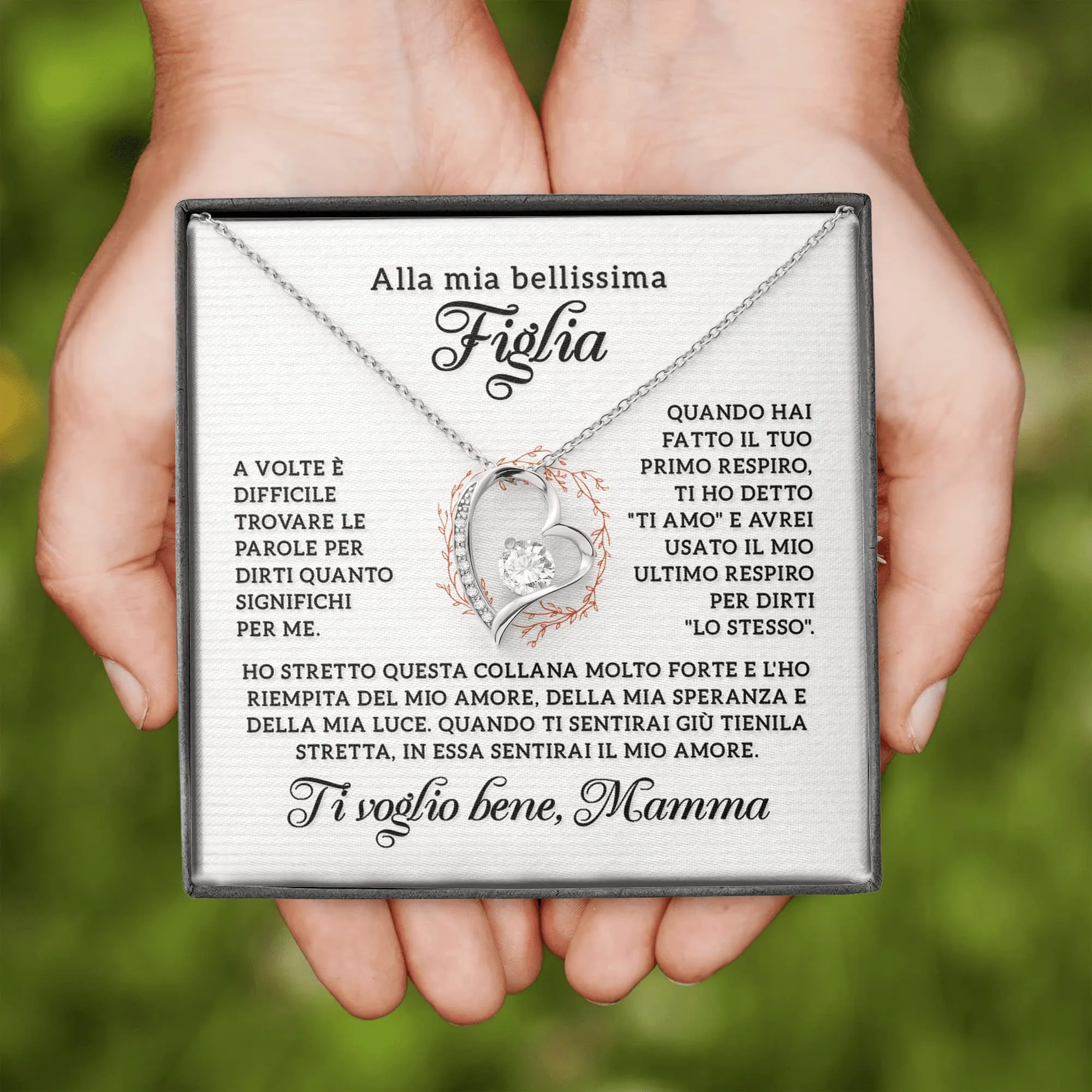 NONNA PROFESSIONISTA Collana Donna Figlia Nipote Amore Finitura in Oro, Argento Idee Regali per lei Compleanno Natale - Cofanetto con DEDICA incluso (Argento - Figlia) - immagine 2