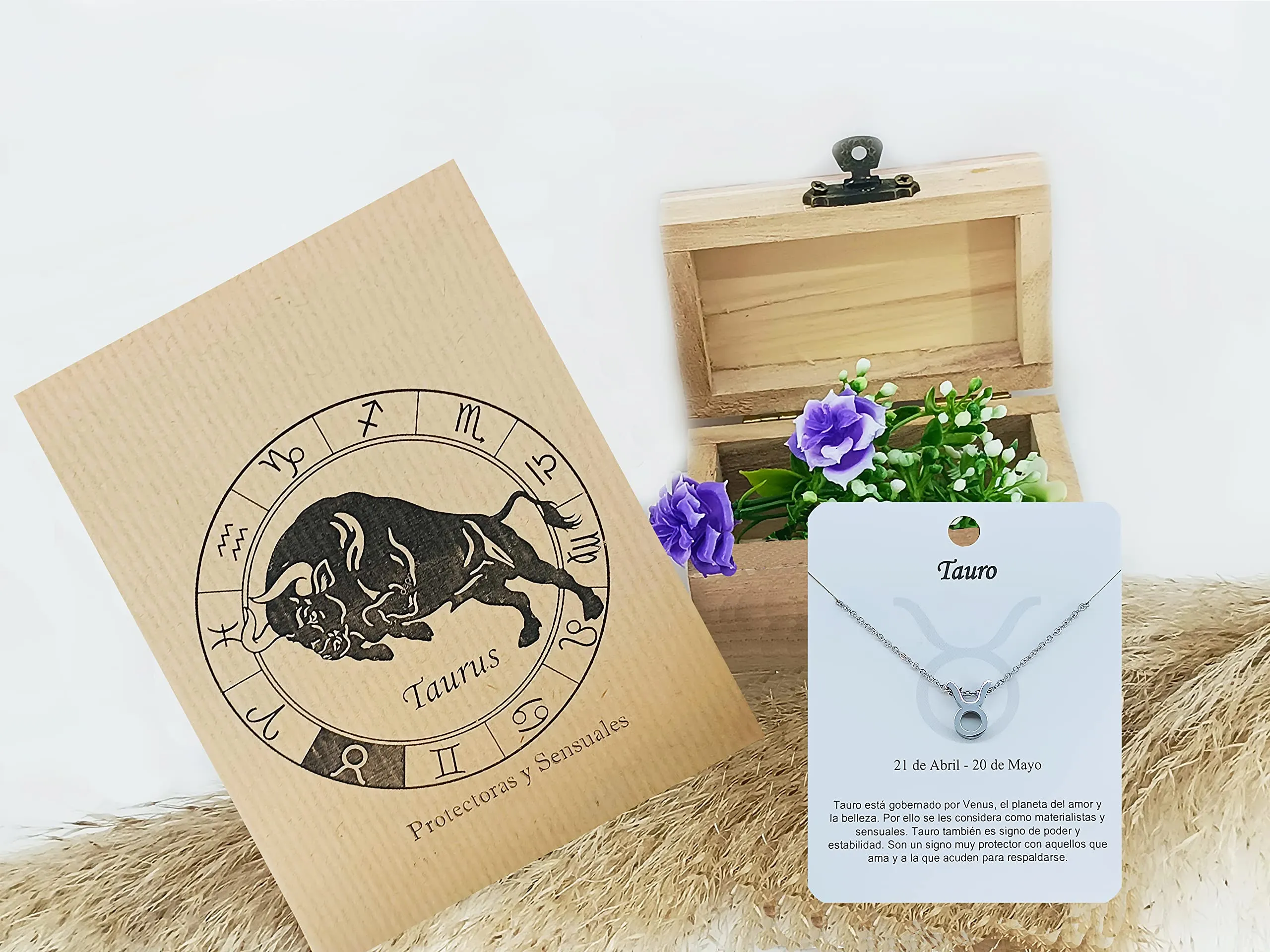 Only faith Collana del segno zodiacale in acciaio inossidabile, bella carta di significato del segno zodiacale, ciondolo oroscopo per le donne o l'uomo regalo. - immagine 2