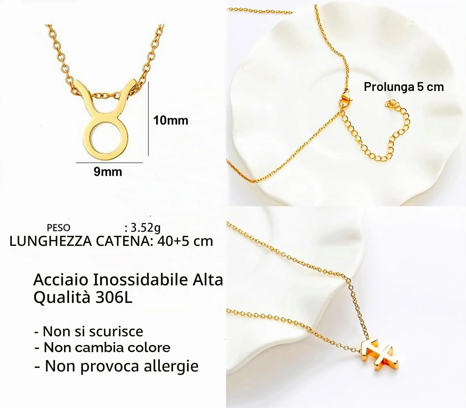 Only faith Collana del segno zodiacale in acciaio inossidabile, bella carta di significato del segno zodiacale, ciondolo oroscopo per le donne o l'uomo regalo. - immagine 4