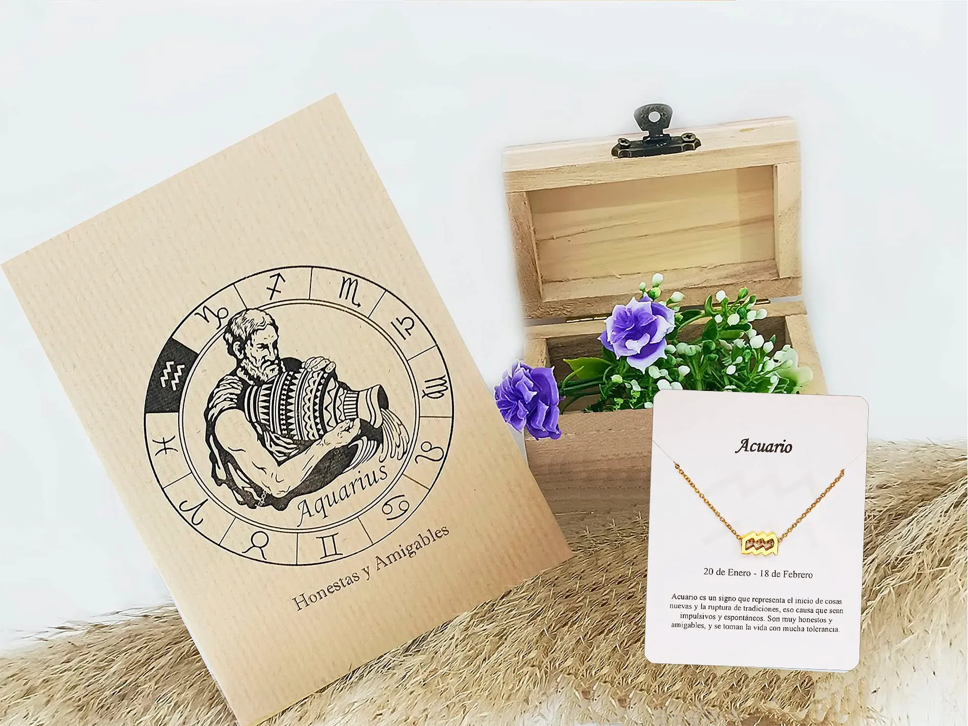 Only faith Collana del segno zodiacale in acciaio inossidabile, bella carta di significato del segno zodiacale, ciondolo oroscopo per le donne o l'uomo regalo. - immagine 2