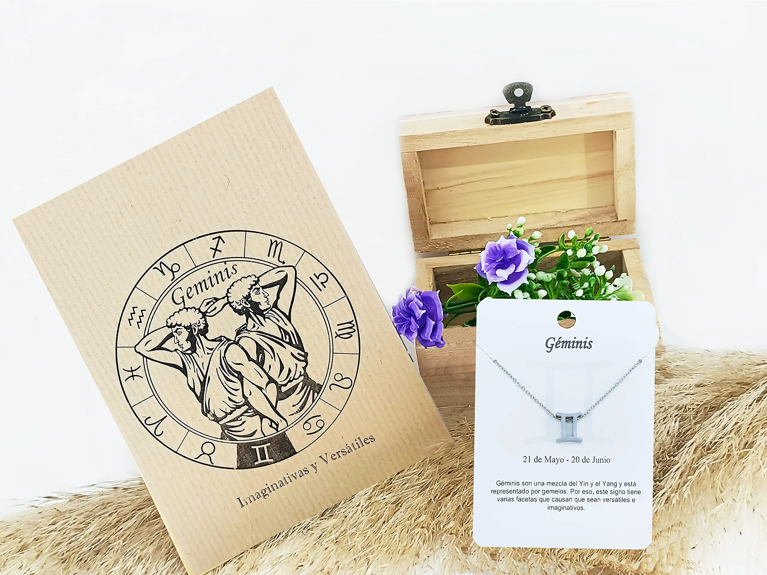 Only faith Collana del segno zodiacale in acciaio inossidabile, bella carta di significato del segno zodiacale, ciondolo oroscopo per le donne o l'uomo regalo. - immagine 2